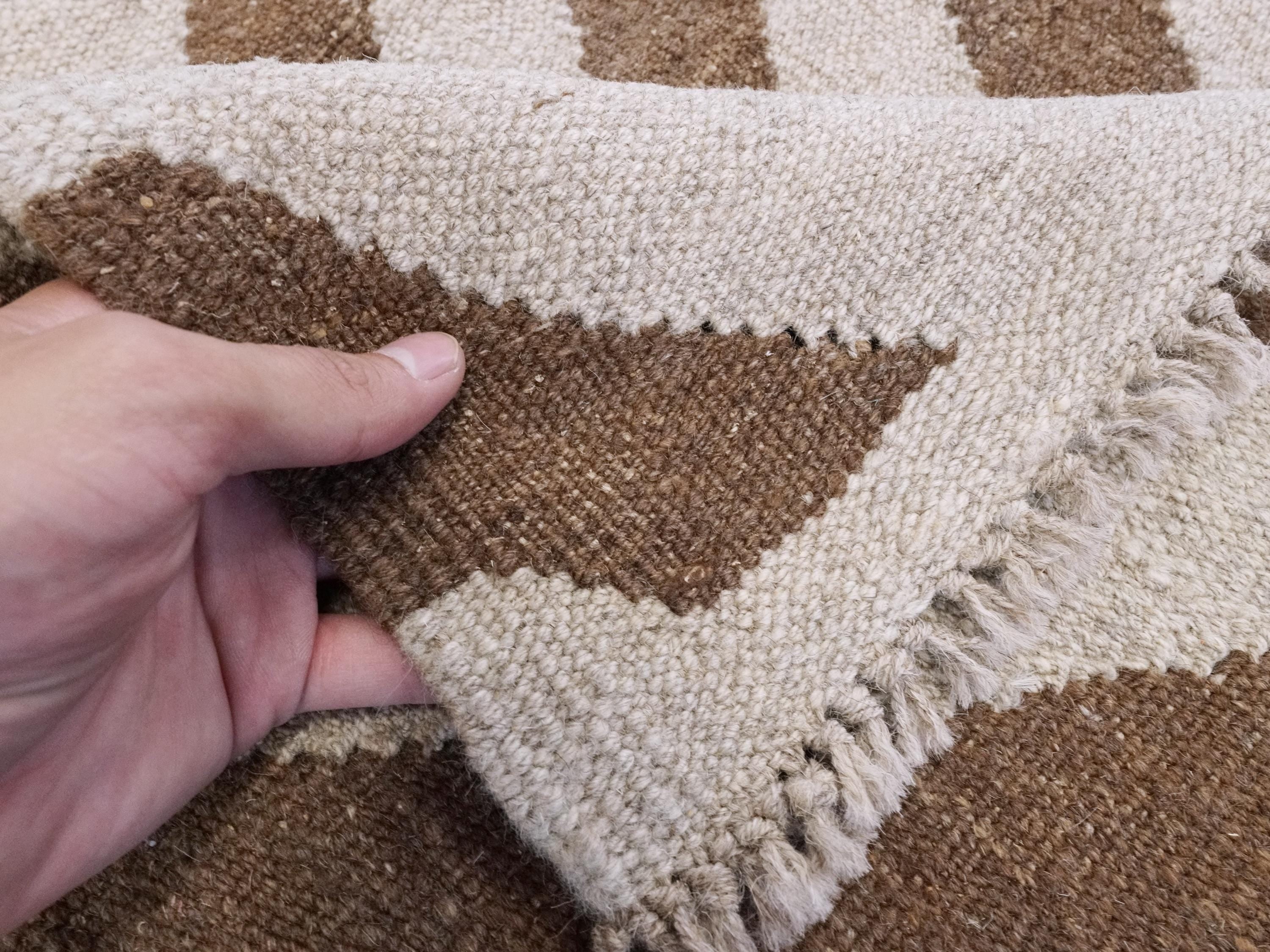 9x10 Ft Brown & Beige Kilim Rug - Flat Weave Area Rug - Abstract Design