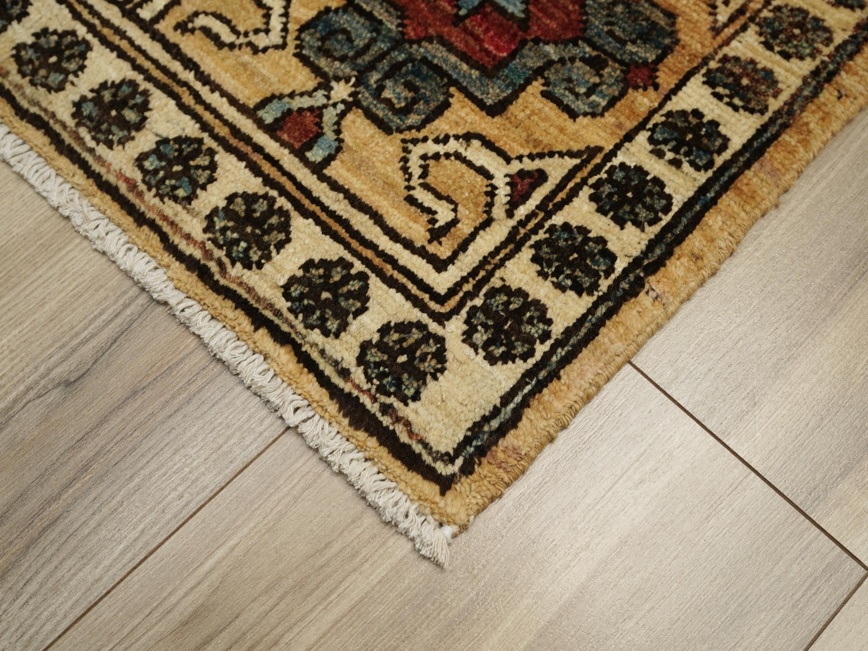 2x3 Ft Yellow Ersari Rug - Afghan Wool Tribal Rug