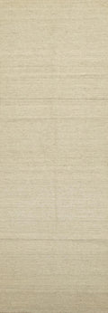 10 Ft Handmade Beige Kilim Runner Rug - Afghan Wool Hallway Rug