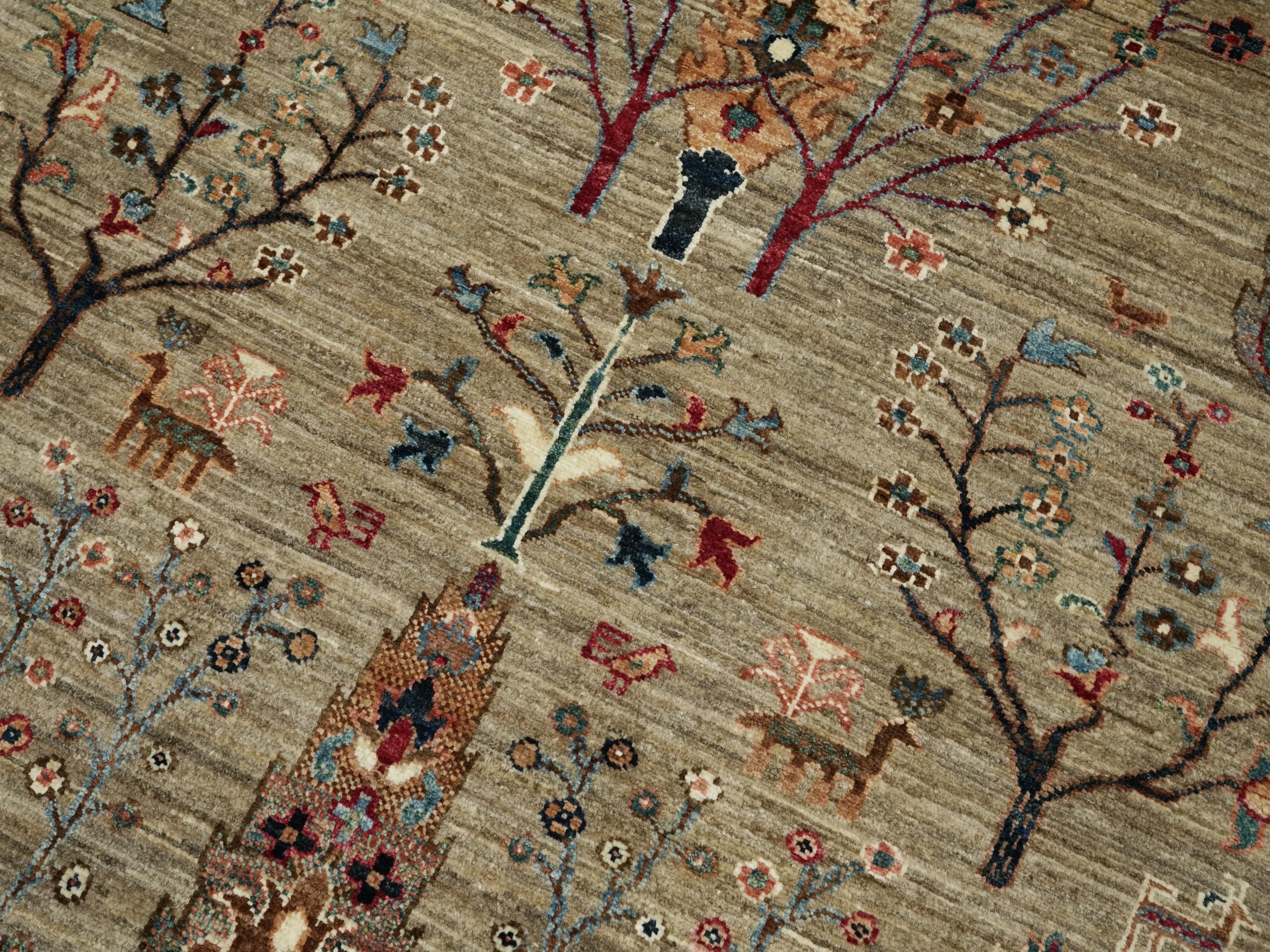 3x5 Ft Brown Gabbeh Rug - Hand Knotted Floral Rug
