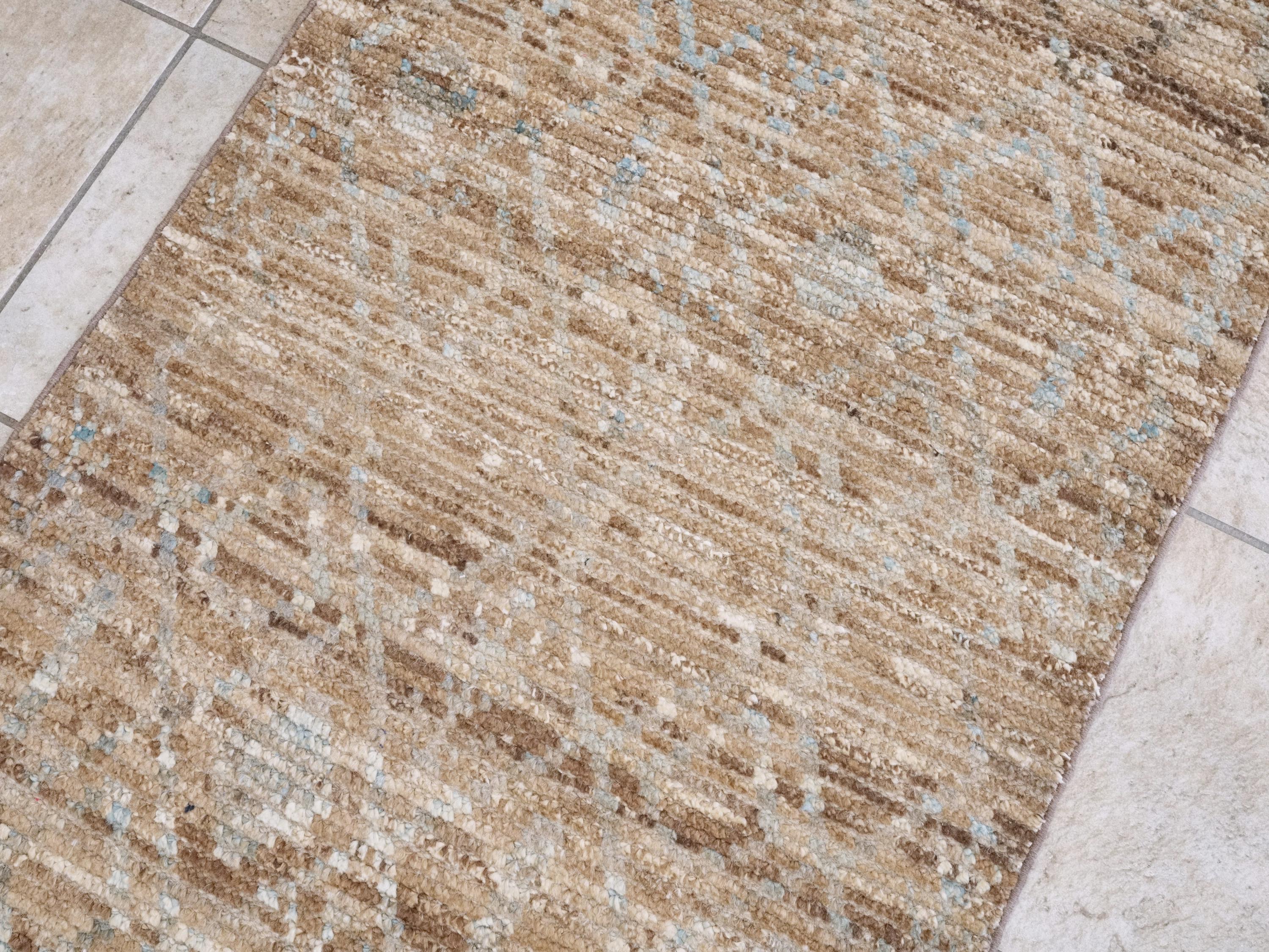 13 Ft Brown Moroccan Runner Rug - Afghan Handmade Hallway Rug