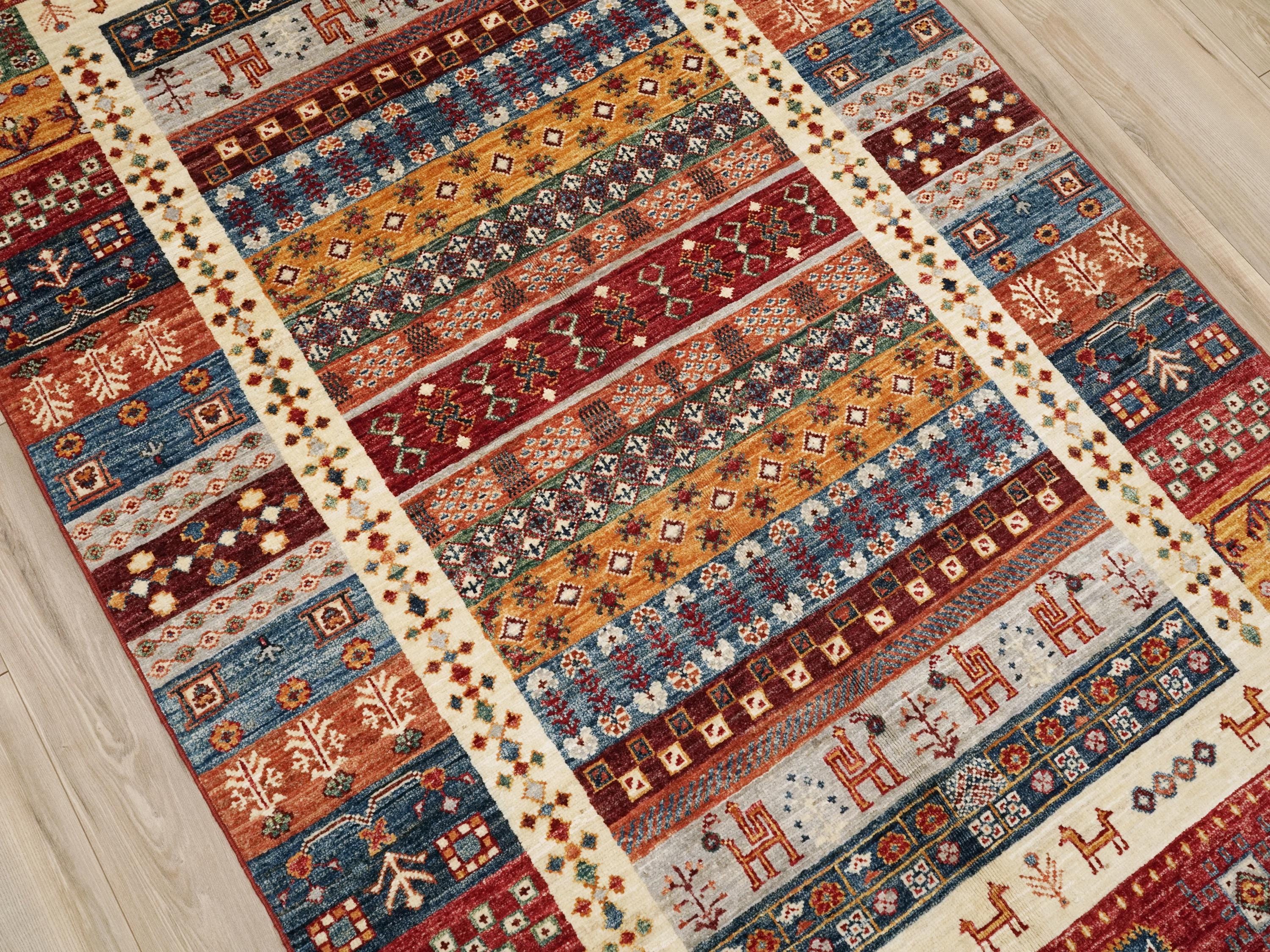4x7 Ft Red Gabbeh Rug - Afghan Tribal Rug
