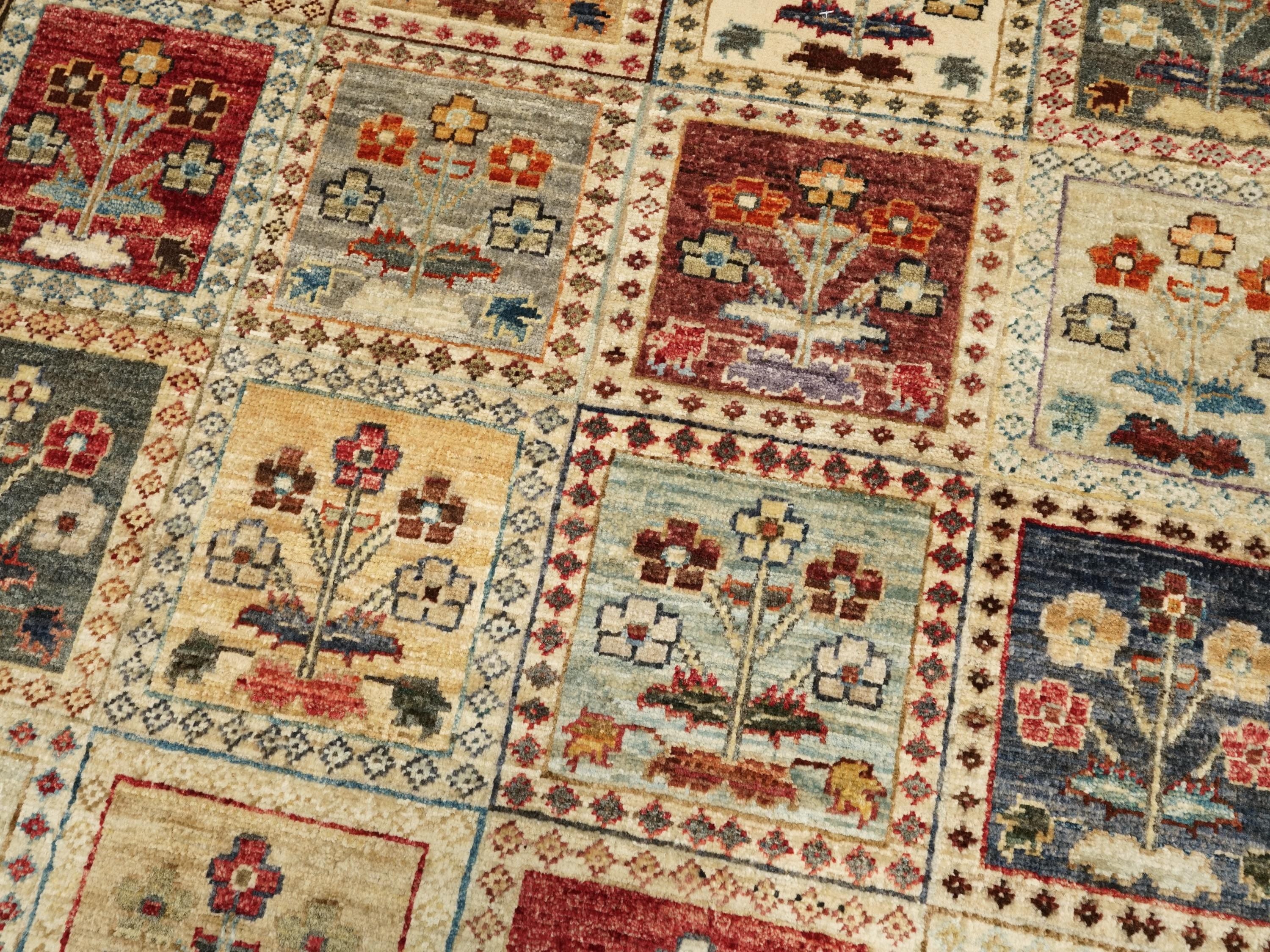 3x5 Ft Beige Heriz Rug - Afghan Wool Rug - Garden Design