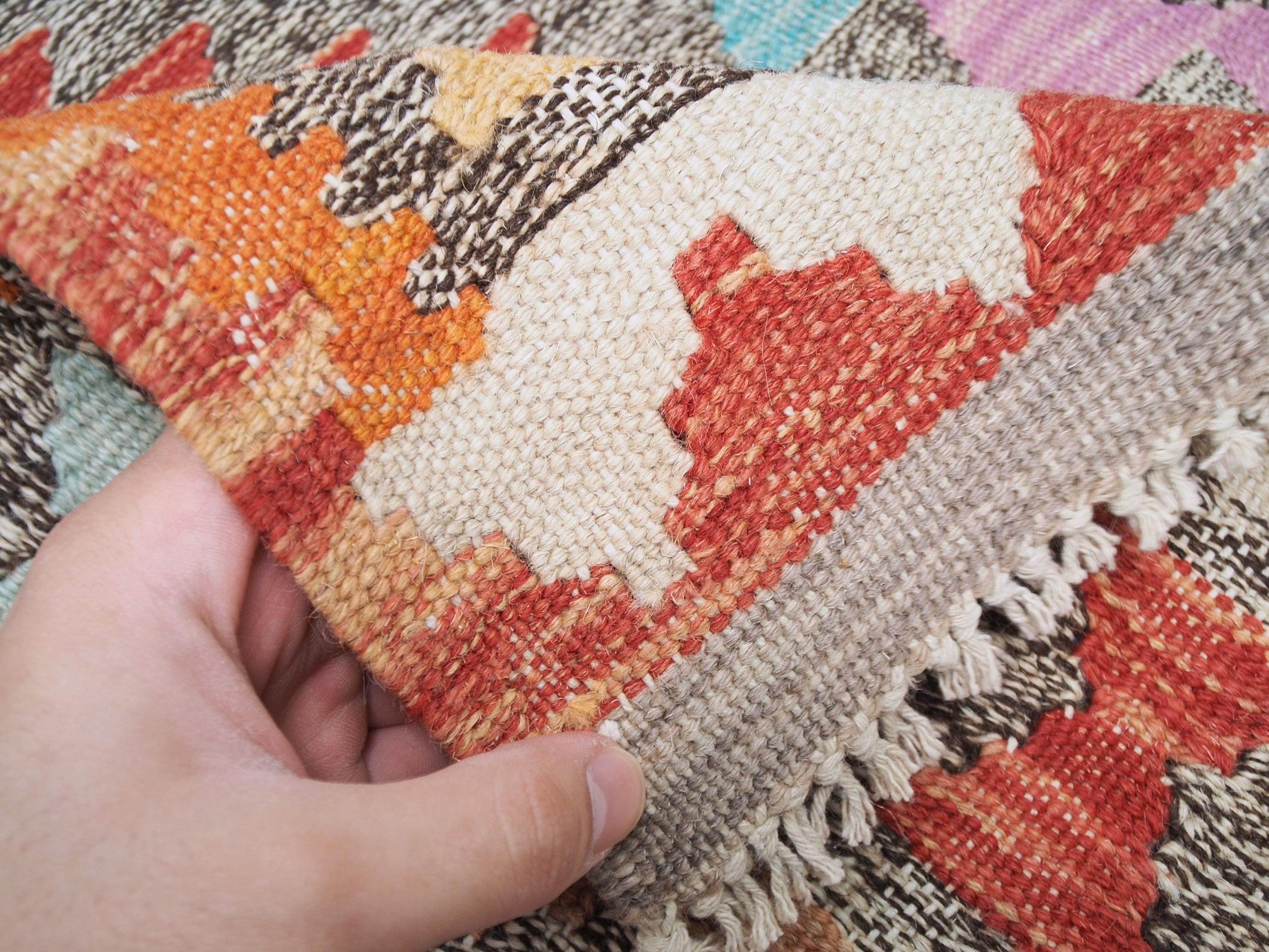 5x6 Ft Orange Tribal Kilim Rug - Flat Weave Wool Rug