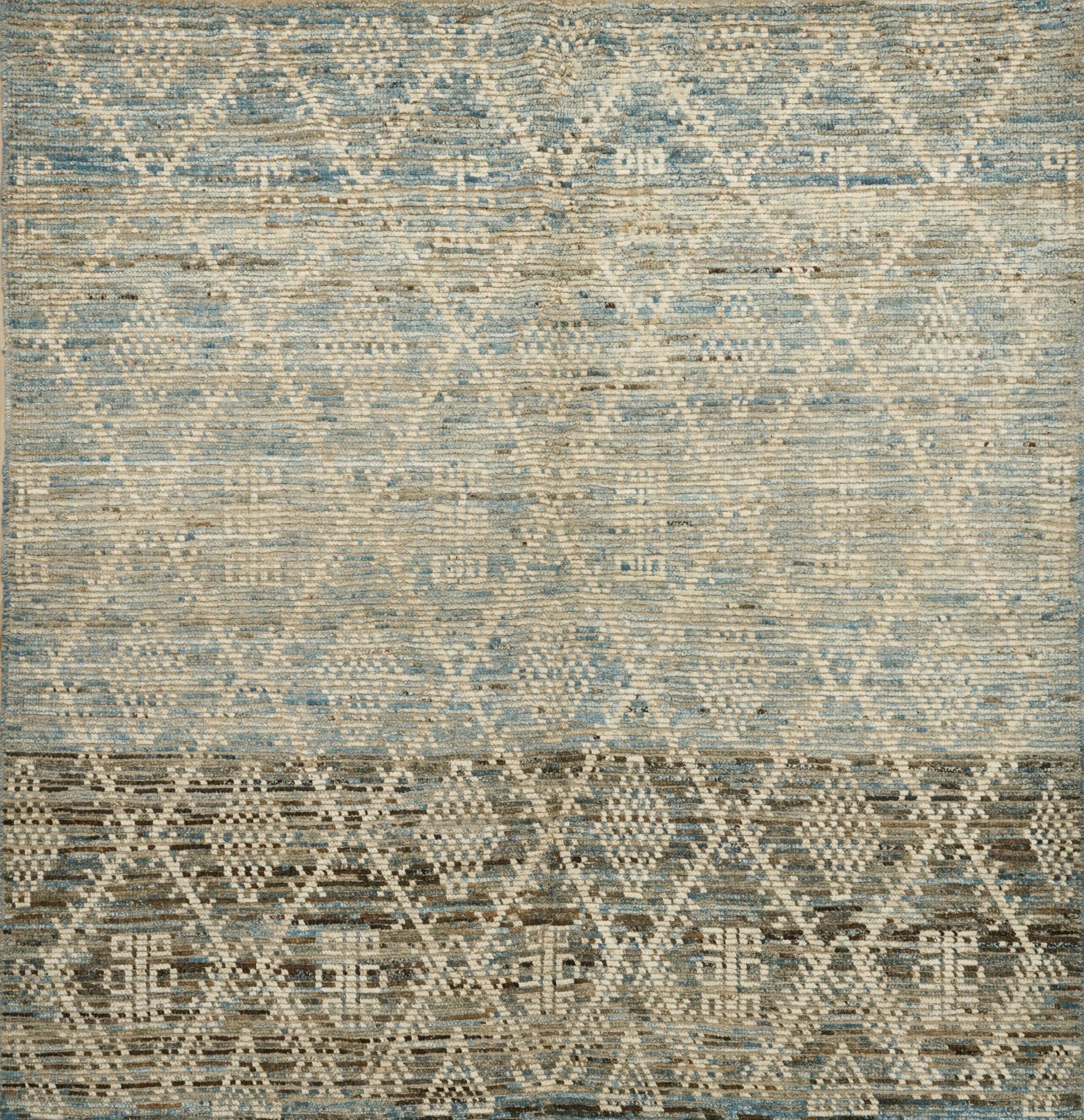 7x7 Ft Light Blue Moroccan Rug - Square Area Rug