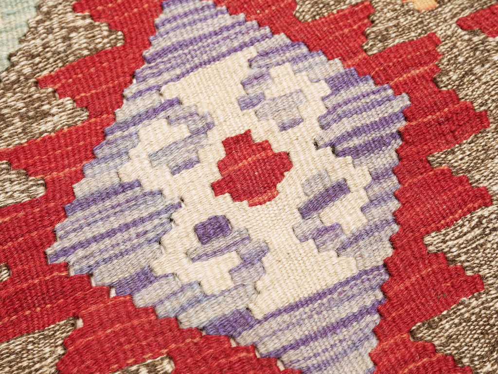 4x6 Ft Red Maimana Kilim Rug - Handwoven Afghan Flat Weave