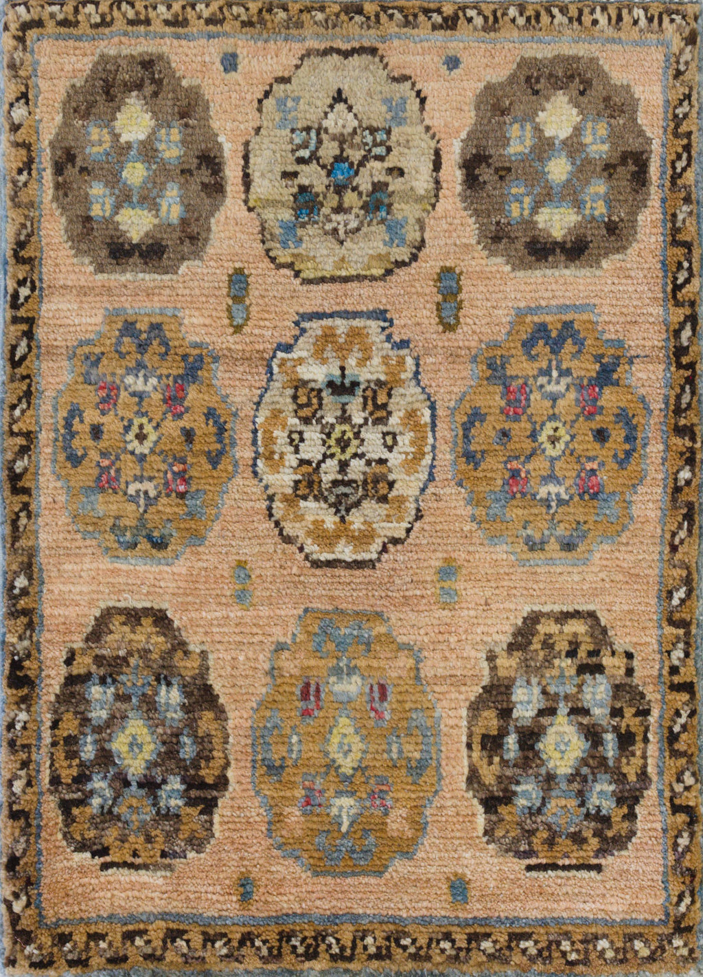 1x2 Ft Pale Beige Ersari Rug - Wool Accent Rug