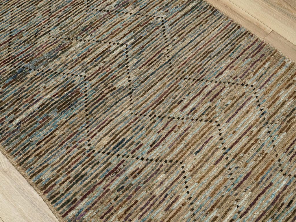 3x5 Ft Coral Blue Moroccan Rug - Afghan Wool Area Rug