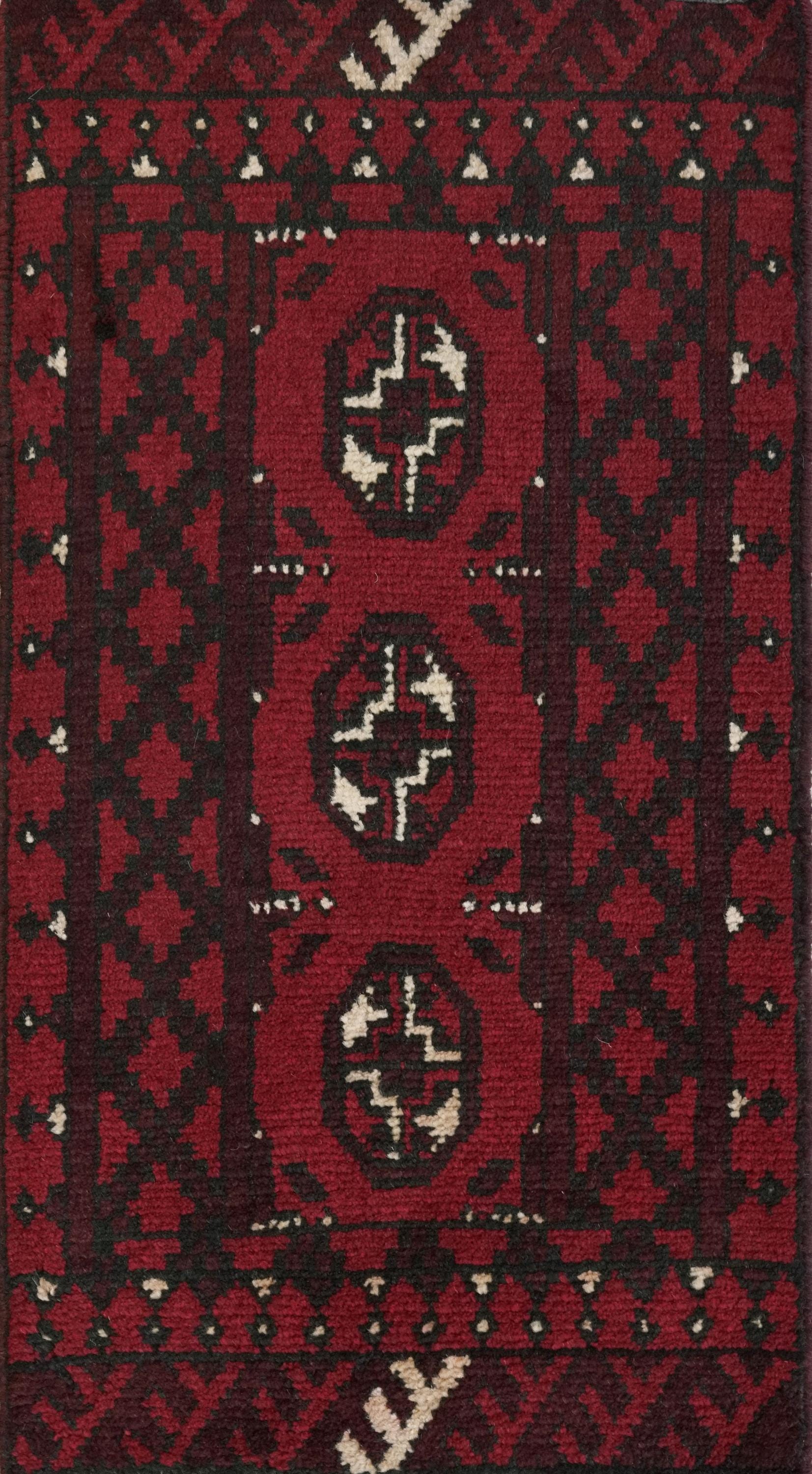 2x3 Ft Red Ersari Rug - Hand Knotted Afghan Wool Rug
