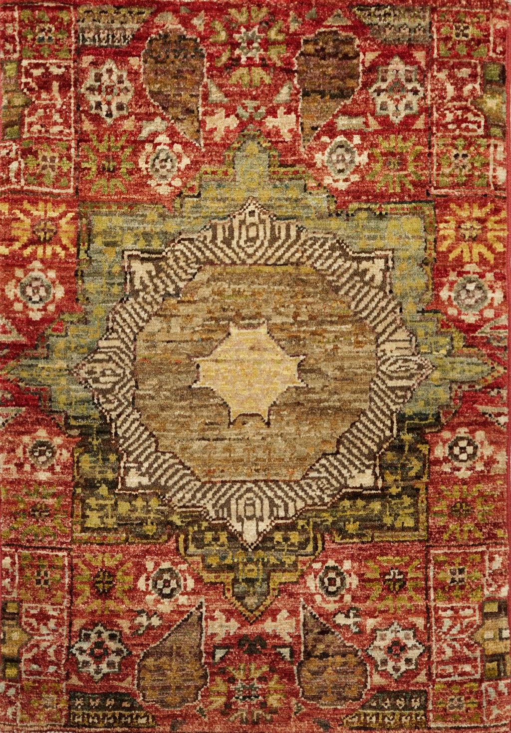 2x3 Ft Red Mamluk Rug - Hand Knotted Oriental Rug