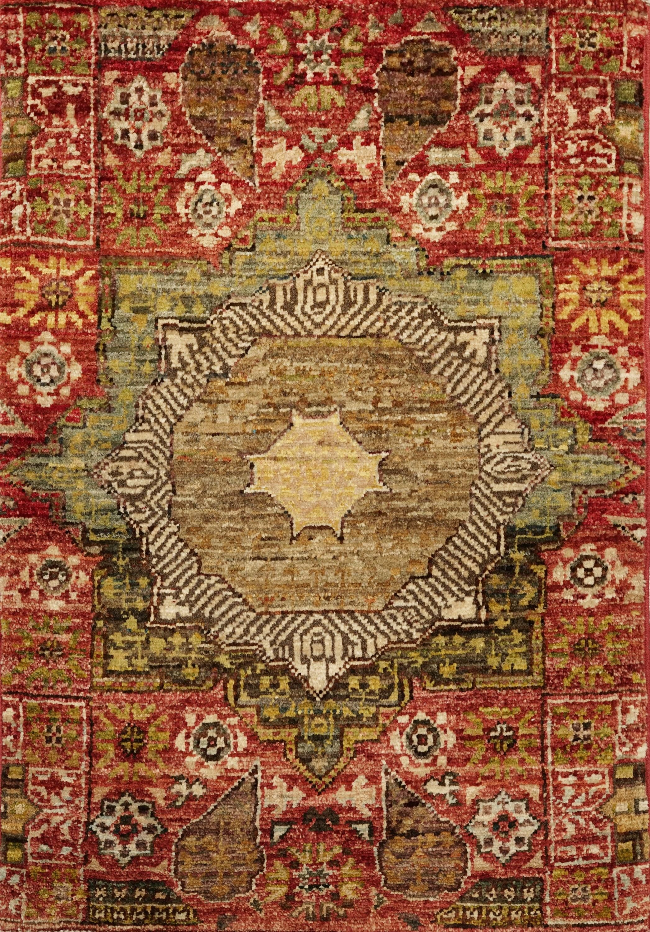2x3 Ft Red Mamluk Rug - Hand Knotted Oriental Rug