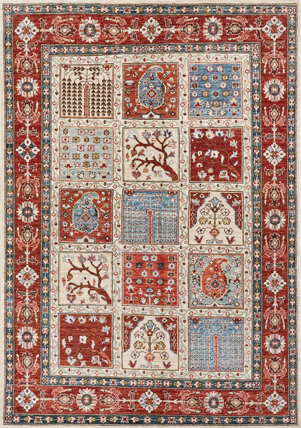 5x7 Ft Hand Knotted Red Heriz Rug - Wool Oriental Rug