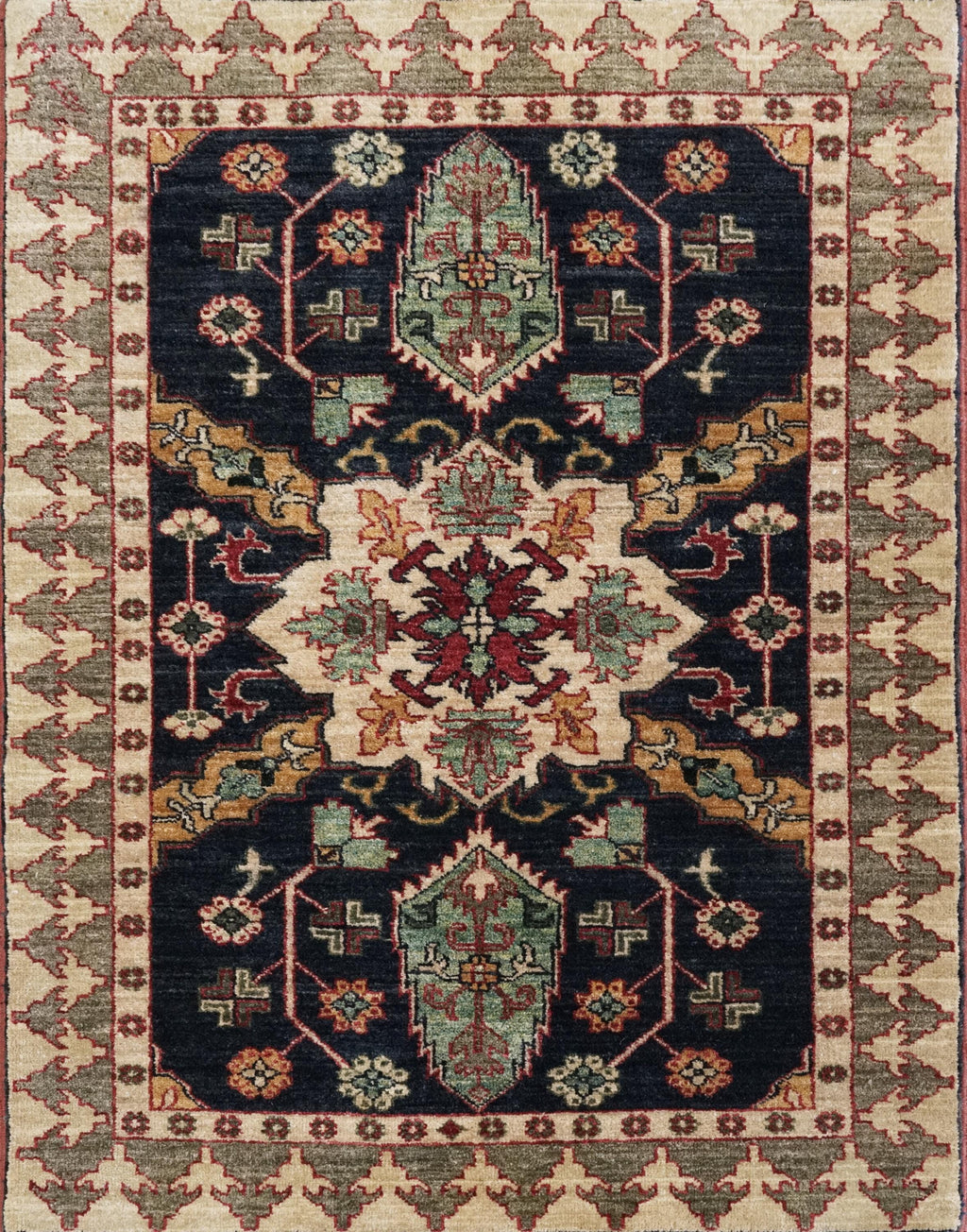 2x3 Ft Hand Knotted Dark Blue Bidjar Rug - Persian Accent Rug