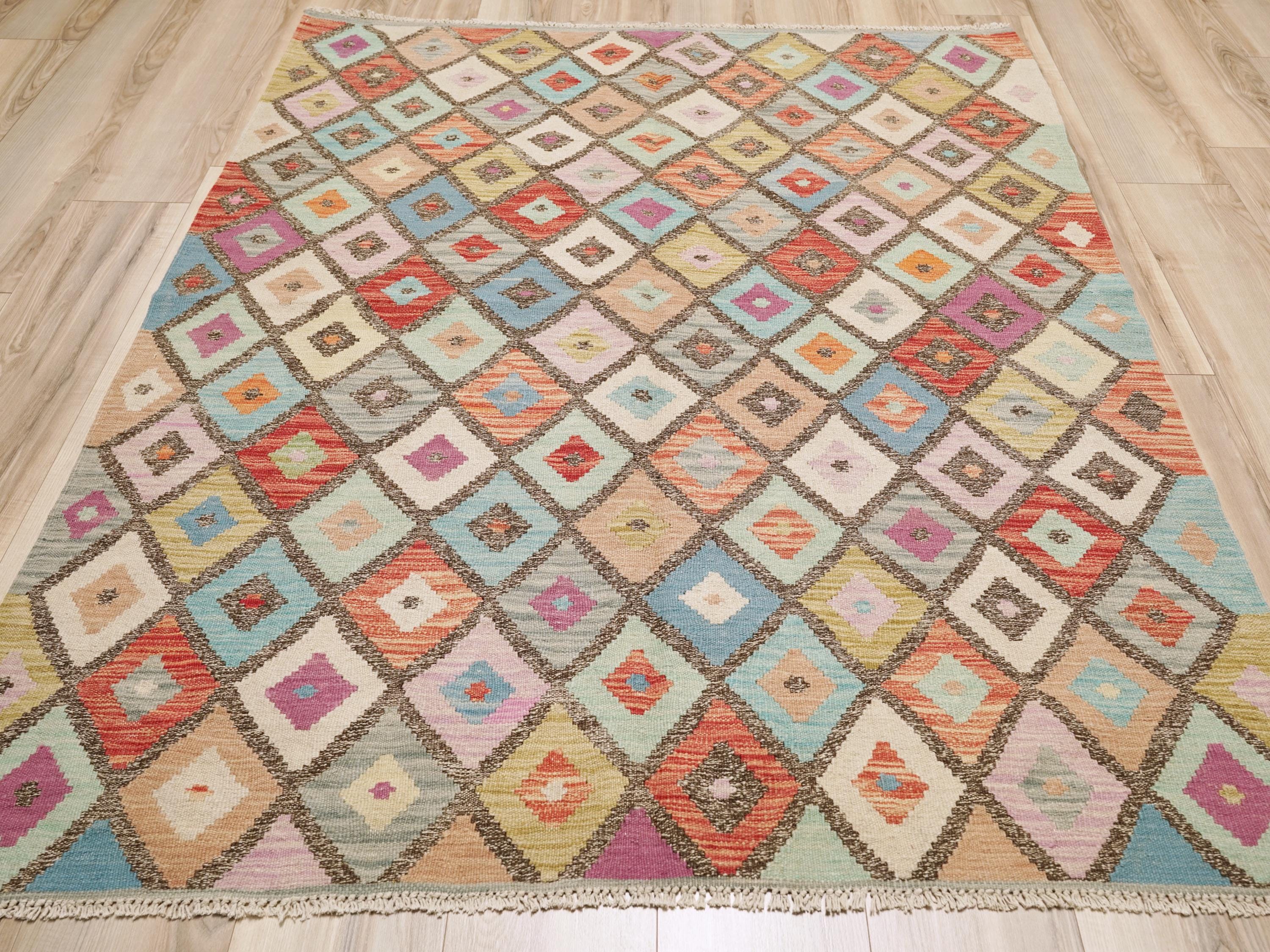 5x6 Ft Maimana Kilim Rug - Afghan Flat Weave