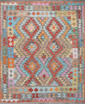 5x6 Ft Orange Tribal Kilim Rug - Flat Weave Wool Rug