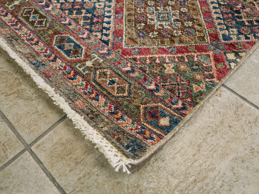 3x5 Ft Hand Knotted Khorjin Rug - Brown Oriental Rug