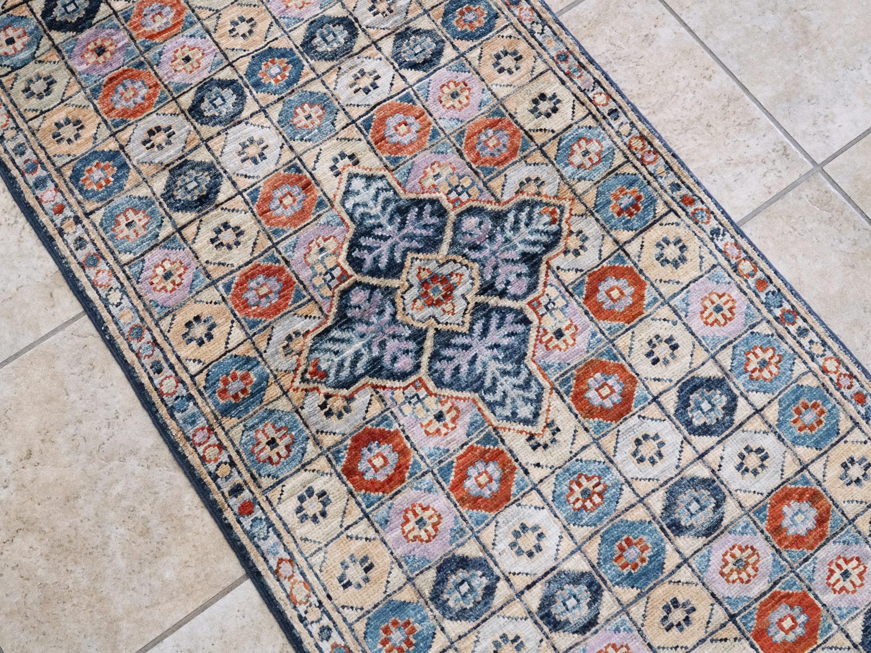 2x5 Ft Grey Heriz Rug - Hand Knotted Small Runner