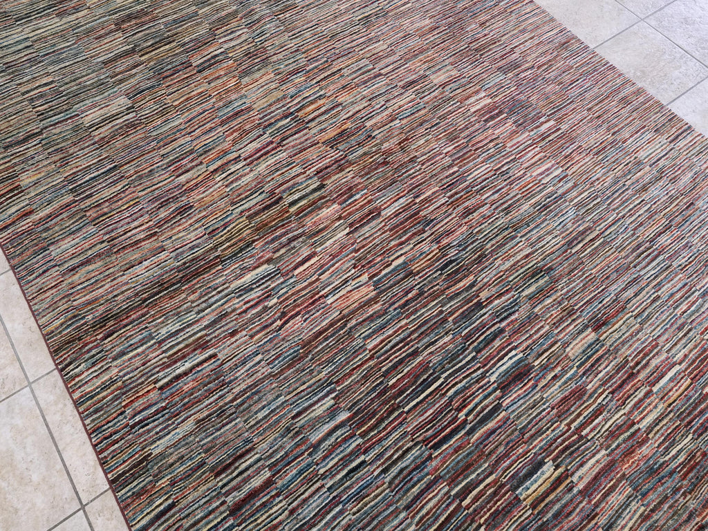 6x9 Ft Gabbeh Rug - Afghan Wool Area Rug - Colorful Striped Design