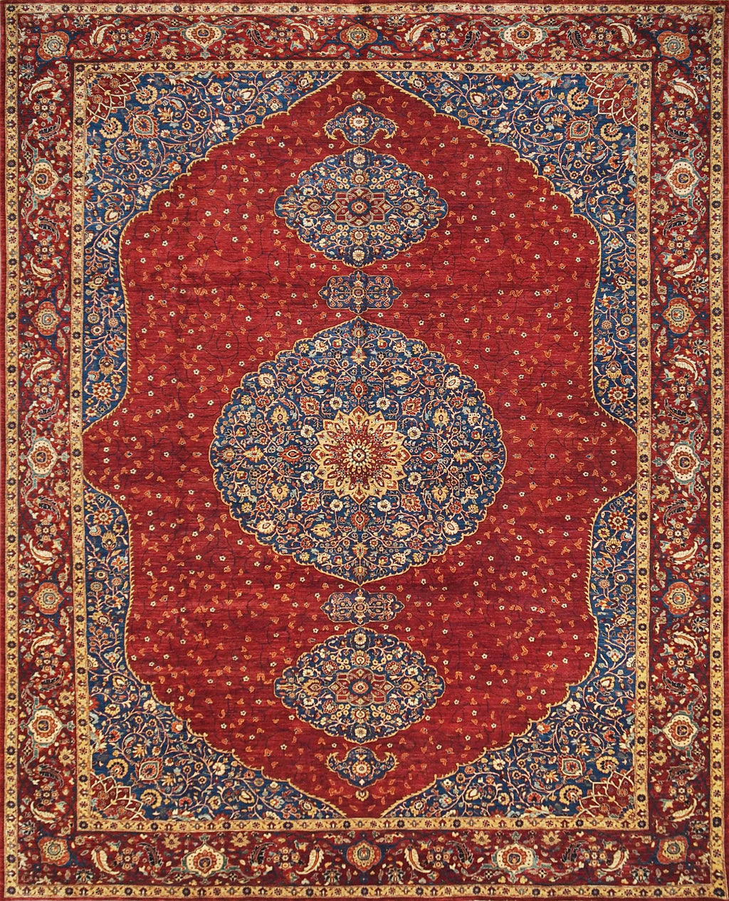 10x14 Ft Red Serapi Rug - Hand Knotted Wool Medallion Rug