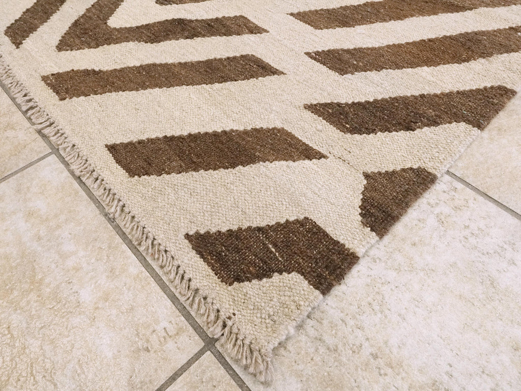 9x12 Ft Brown & Beige Killim Rug - Flat Weave Area Rug