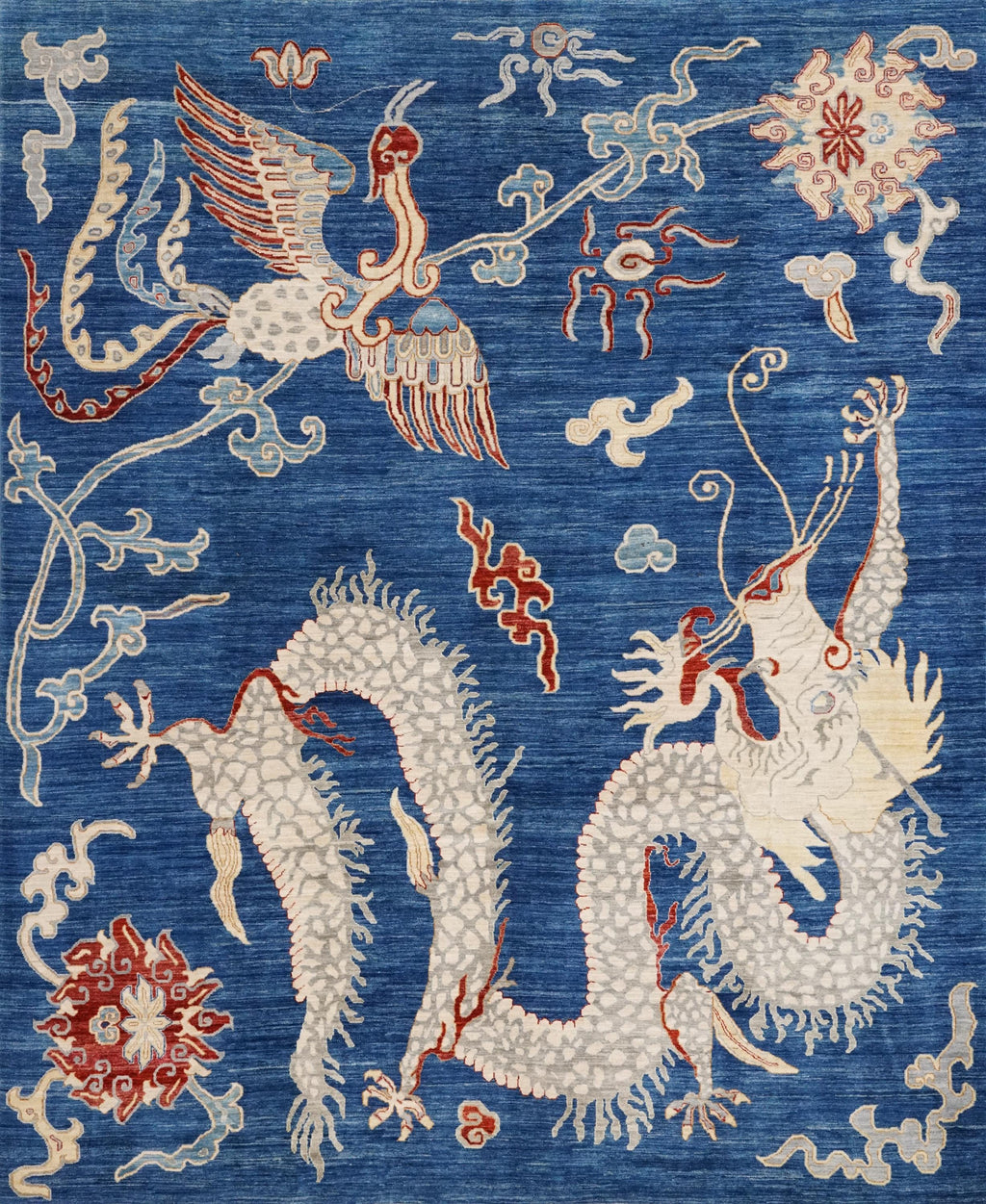 8x10 Ft Blue Dragon Rug - Afghan Oriental Area Rug