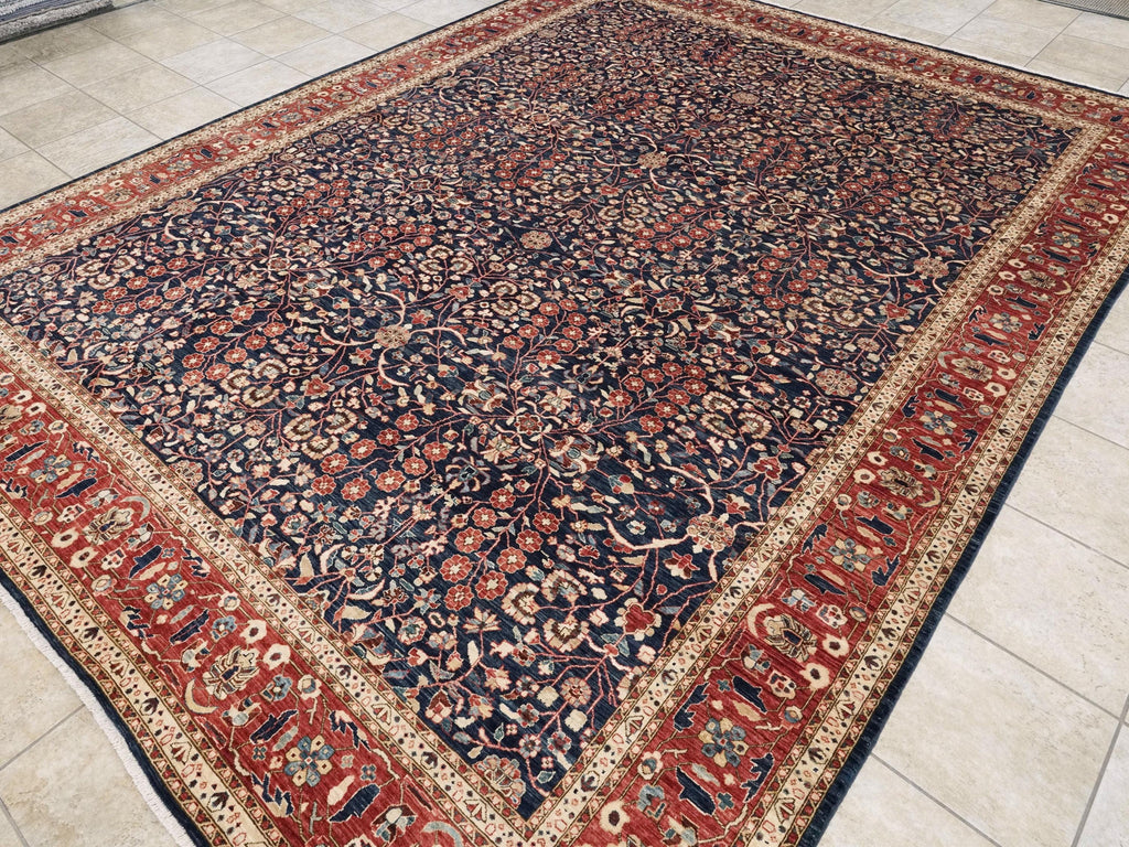 9x12 Ft Blue Serapi Rug – Hand Knotted Wool Oriental Rug