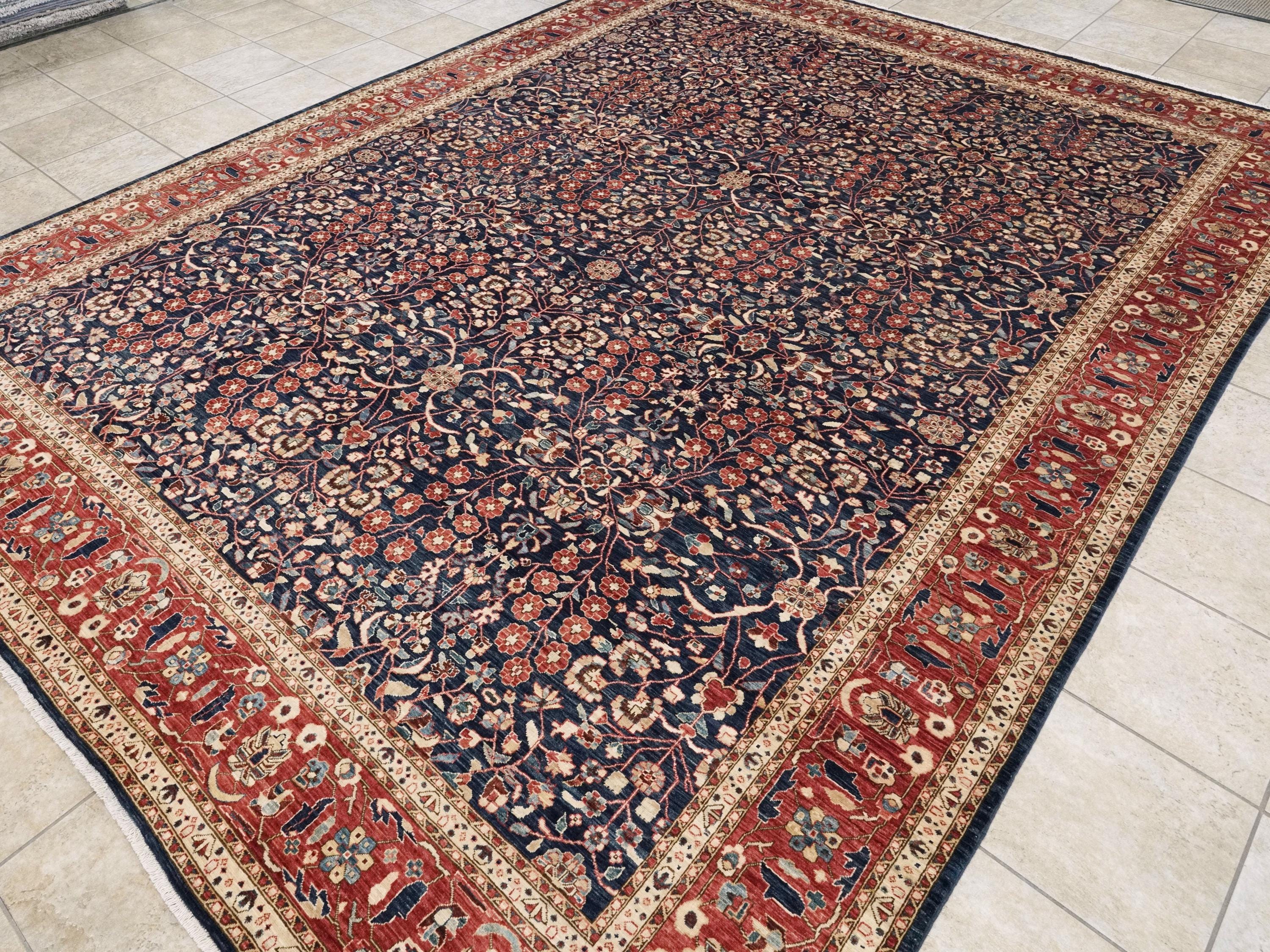 9x12 Ft Blue Serapi Rug – Hand Knotted Wool Oriental Rug