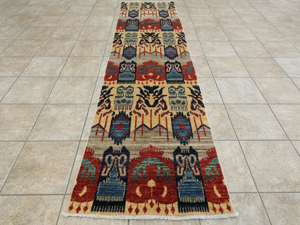 10 Ft Colorful Gabbeh Runner Rug - Hand Knotted Wool Hallway Rug