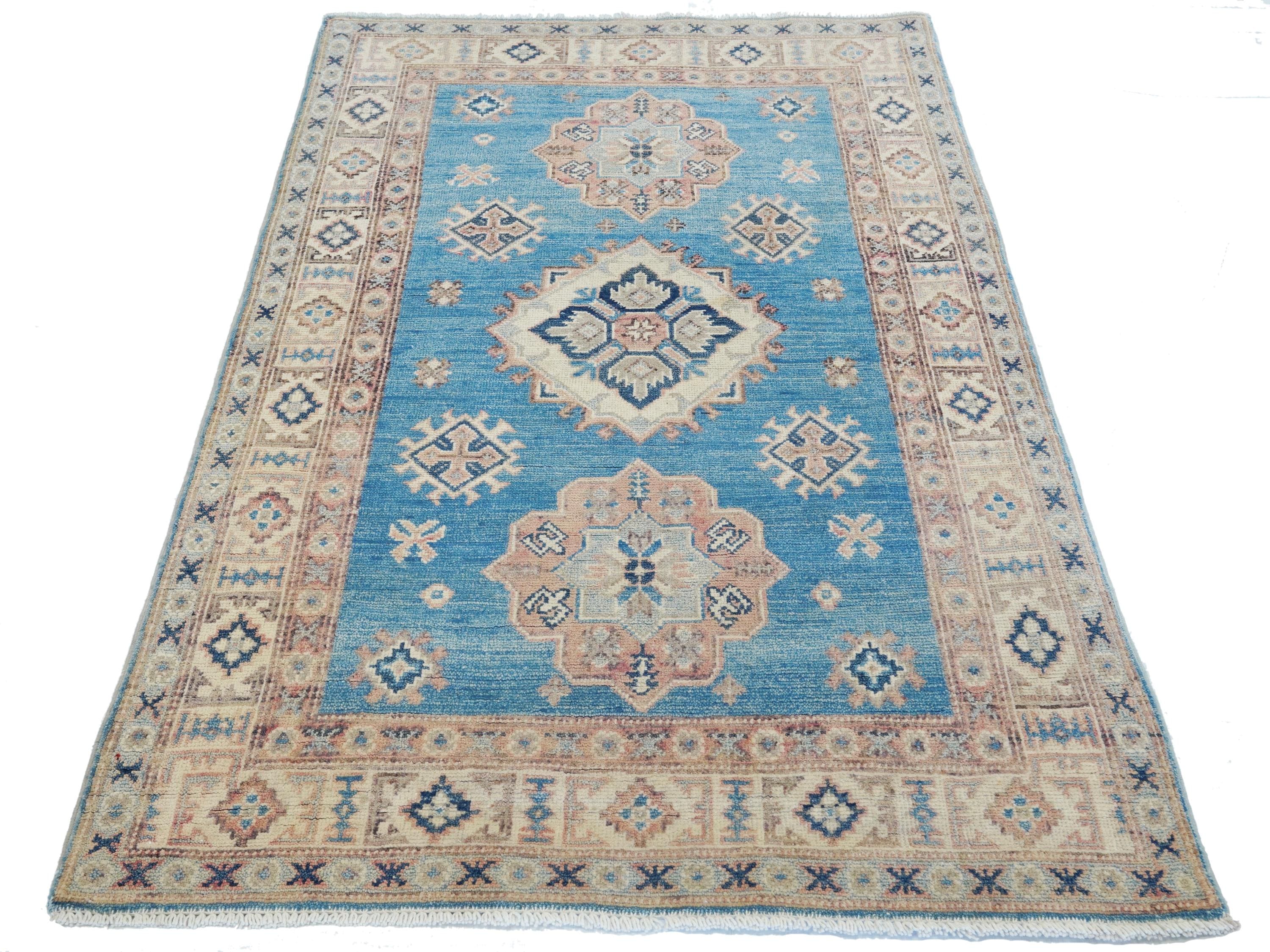 3x5 Ft Blue Serapi Rug - Oriental Wool Antique Rug - Persian Design