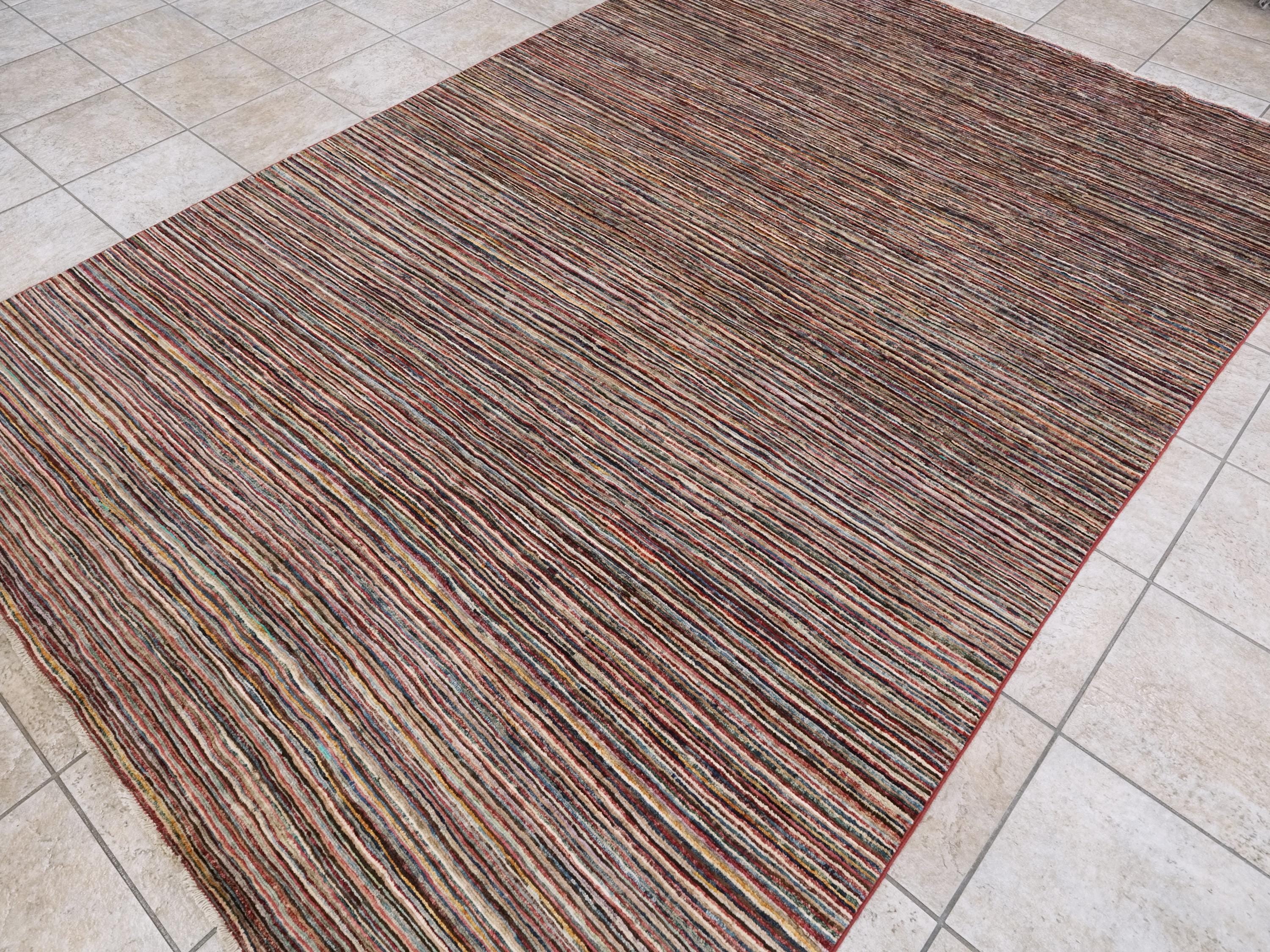 6x9 Ft Multicolor Gabbeh Rug - Afghan Wool Area Rug - Plain Design