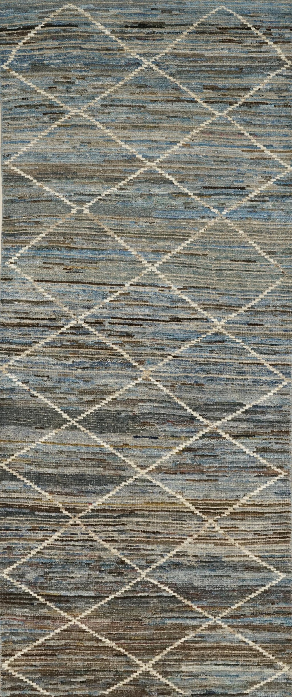 10 Ft Blue Moroccan Runner Rug - Afghan Handmade Wool Rug