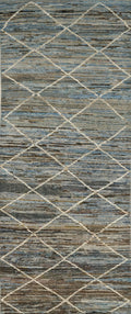 10 Ft Blue Moroccan Runner Rug - Afghan Handmade Wool Rug