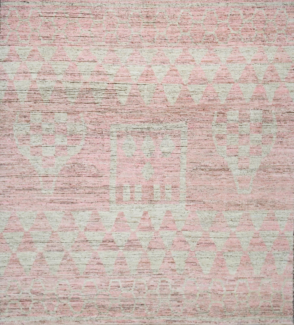 8x9 Ft Pink Moroccan Rug - Handmade Wool Area Rug