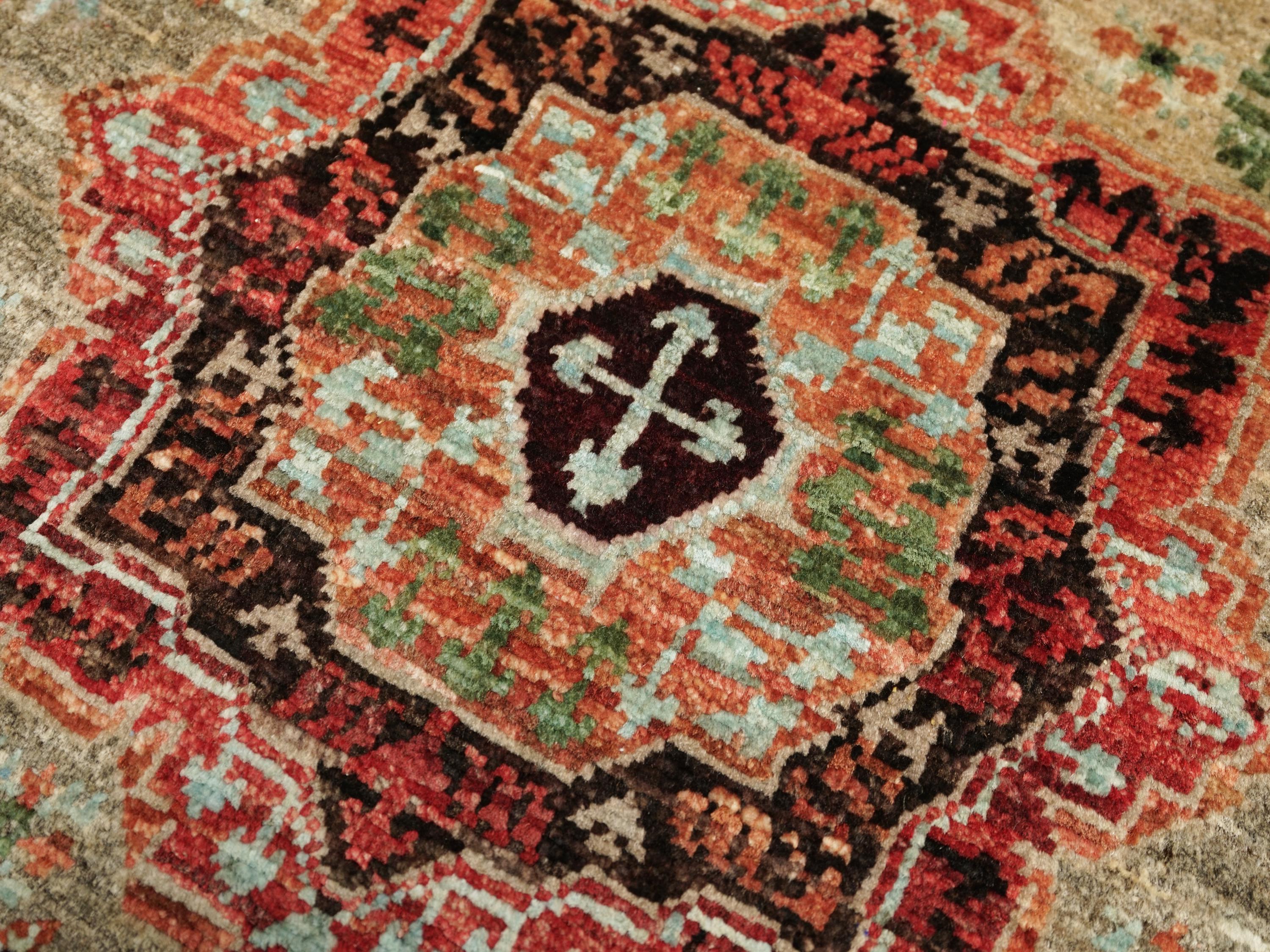 2x3 Ft Hand Knotted Beige Mamluk Rug - Oriental Accent Rug