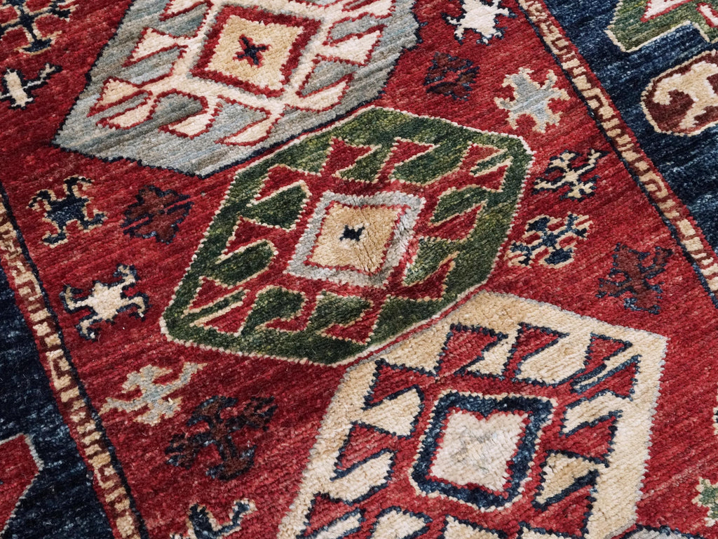 5x8 Ft Red & Blue Sarkisla Rug - Hand Knotted Wool Area Rug - Persian Design