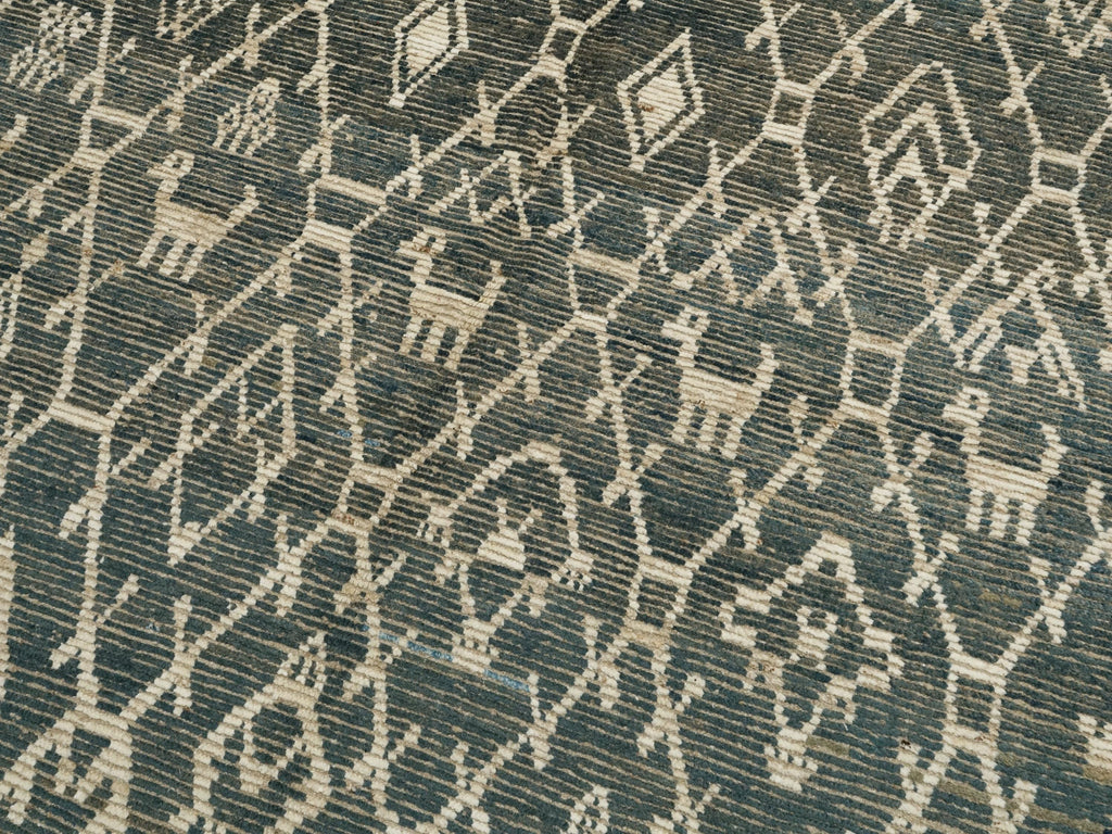 7x7 Ft Blue Moroccan Rug - Afghan Handmade Square Rug