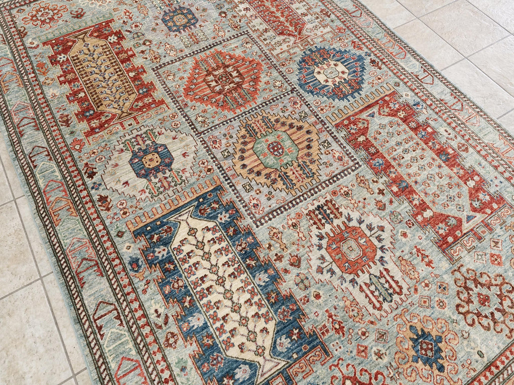 6x9 Ft Light Green Heriz Rug - Traditional Afghan Wool Rug