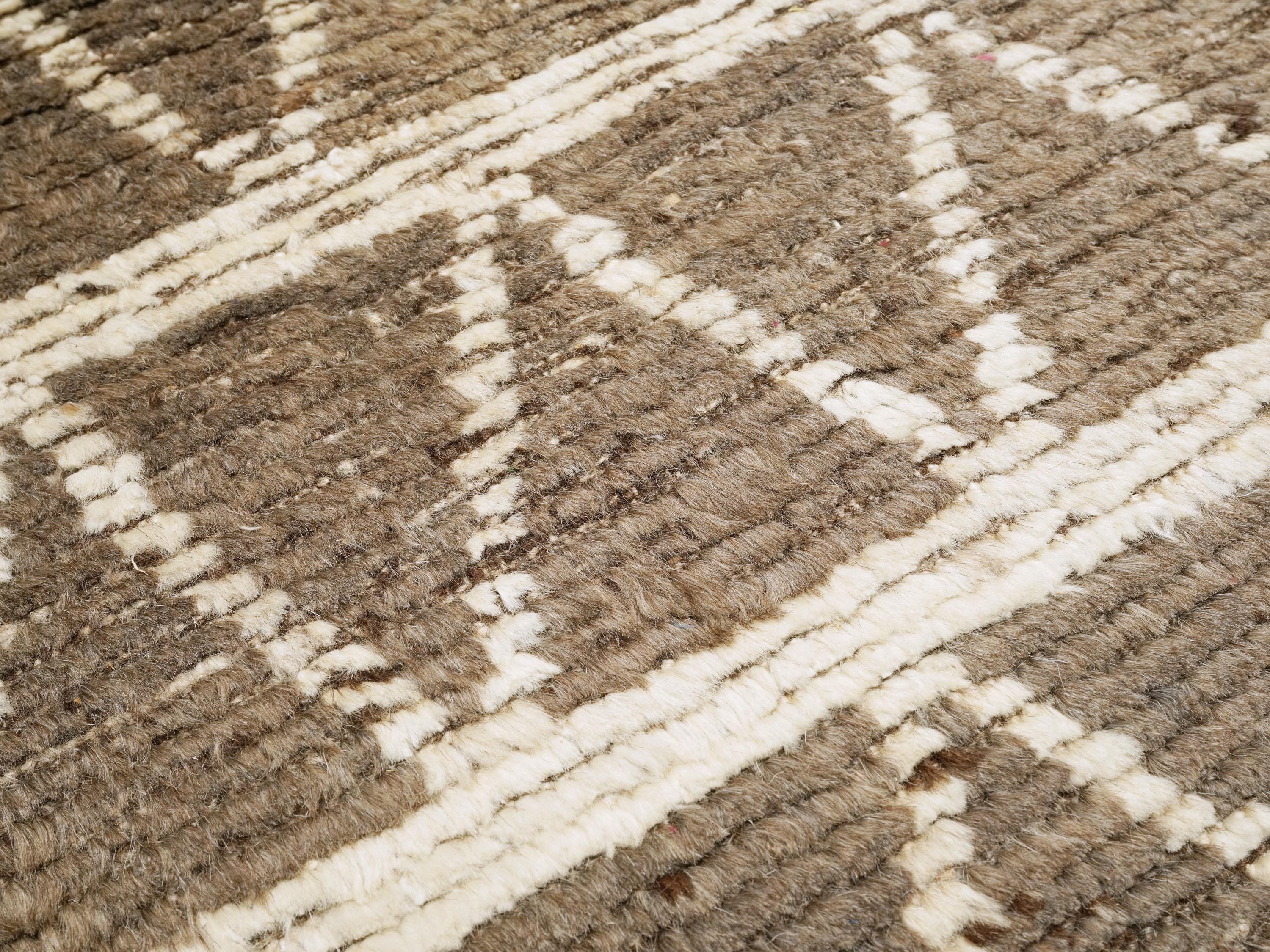 6x8 Ft Brown Moroccan Rug - Geometric Wool Rug