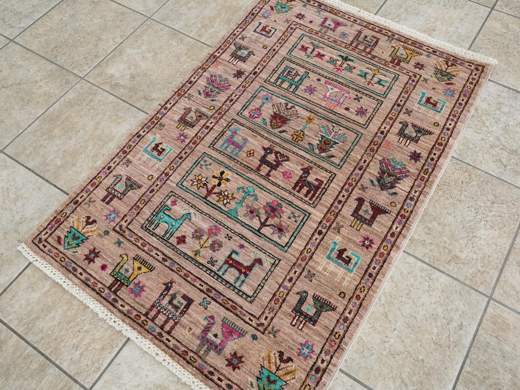 3x4 Ft Hand Knotted Wool Persian Rug - Traditional Oriental Design