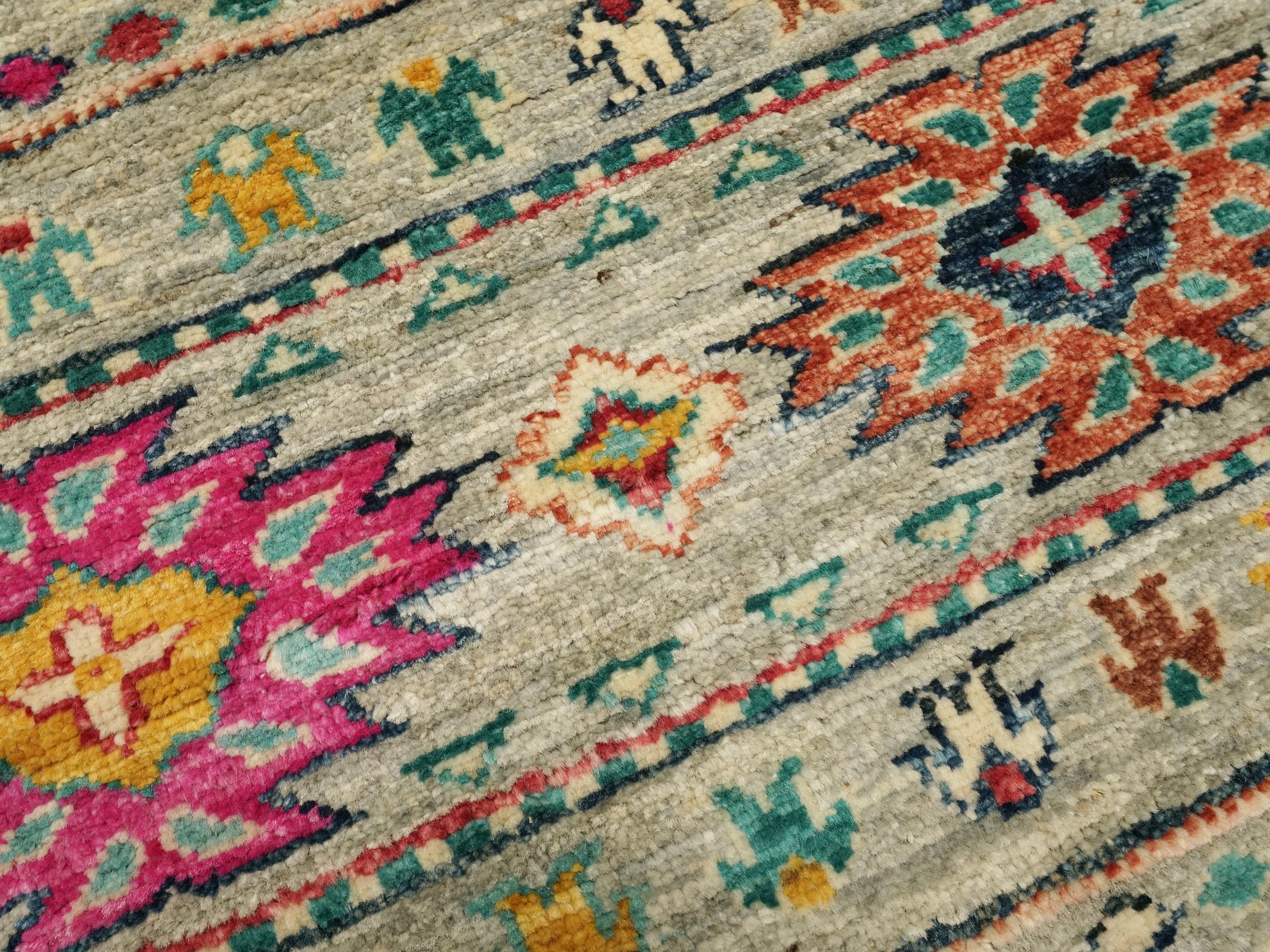 3x5 Ft Cyan Gabbeh Rug - Afghan Handmade Area Rug