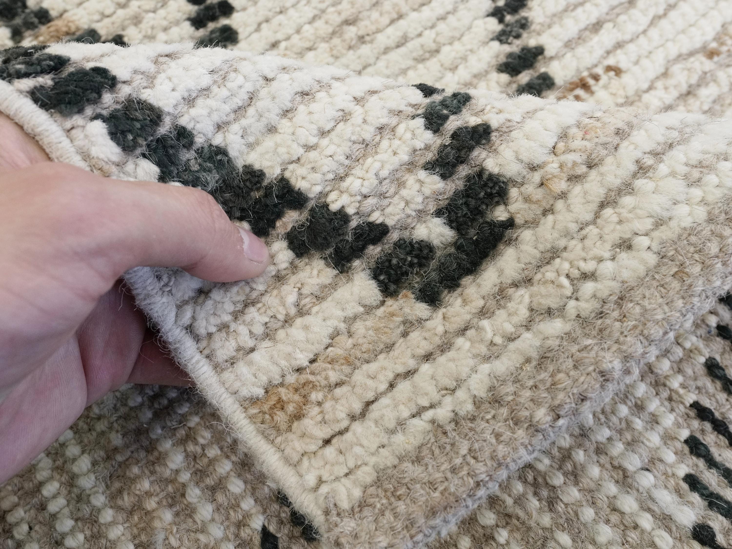 13 Ft Hand Knotted Moroccan Wool Runner Rug - Beige Afghan Rug