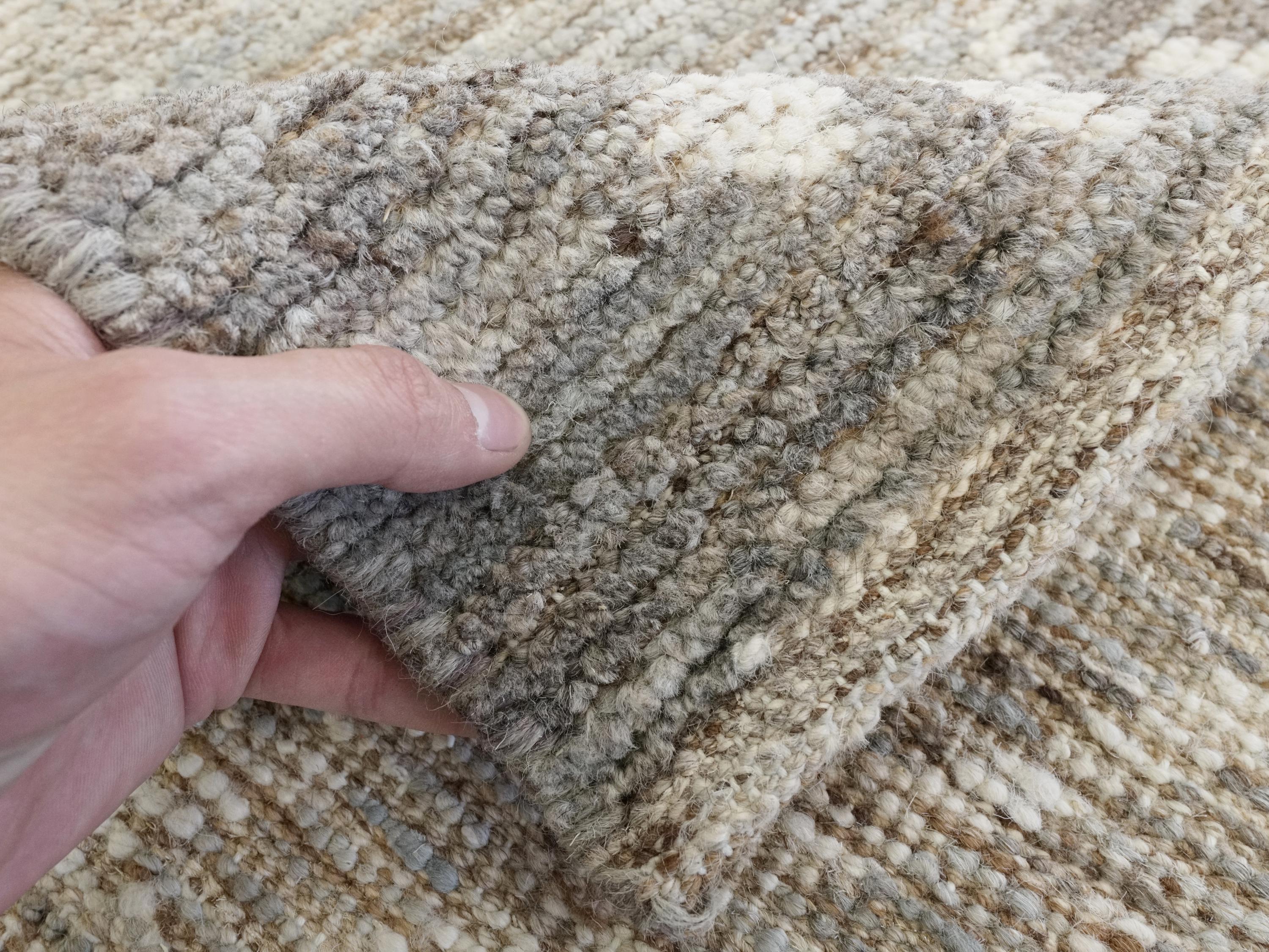 10 Ft Handmade Afghan Wool Runner Rug - Light Gray Moroccan Design