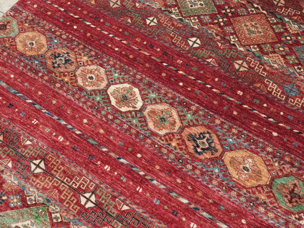 5x7 Ft Red Khorjin Rug - Hand Knotted Wool Tribal Rug