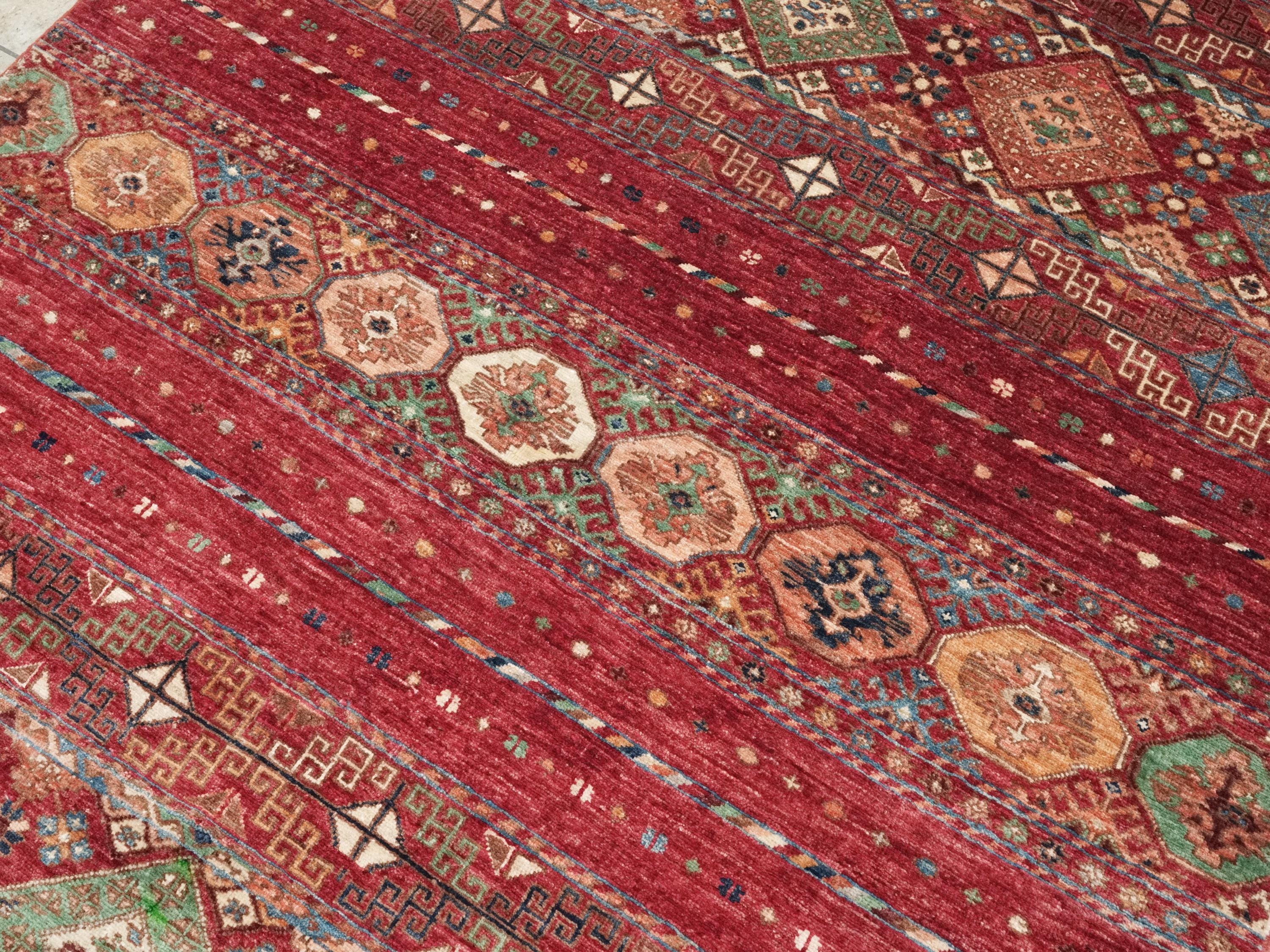 5x7 Ft Red Khorjin Rug - Hand Knotted Wool Tribal Rug