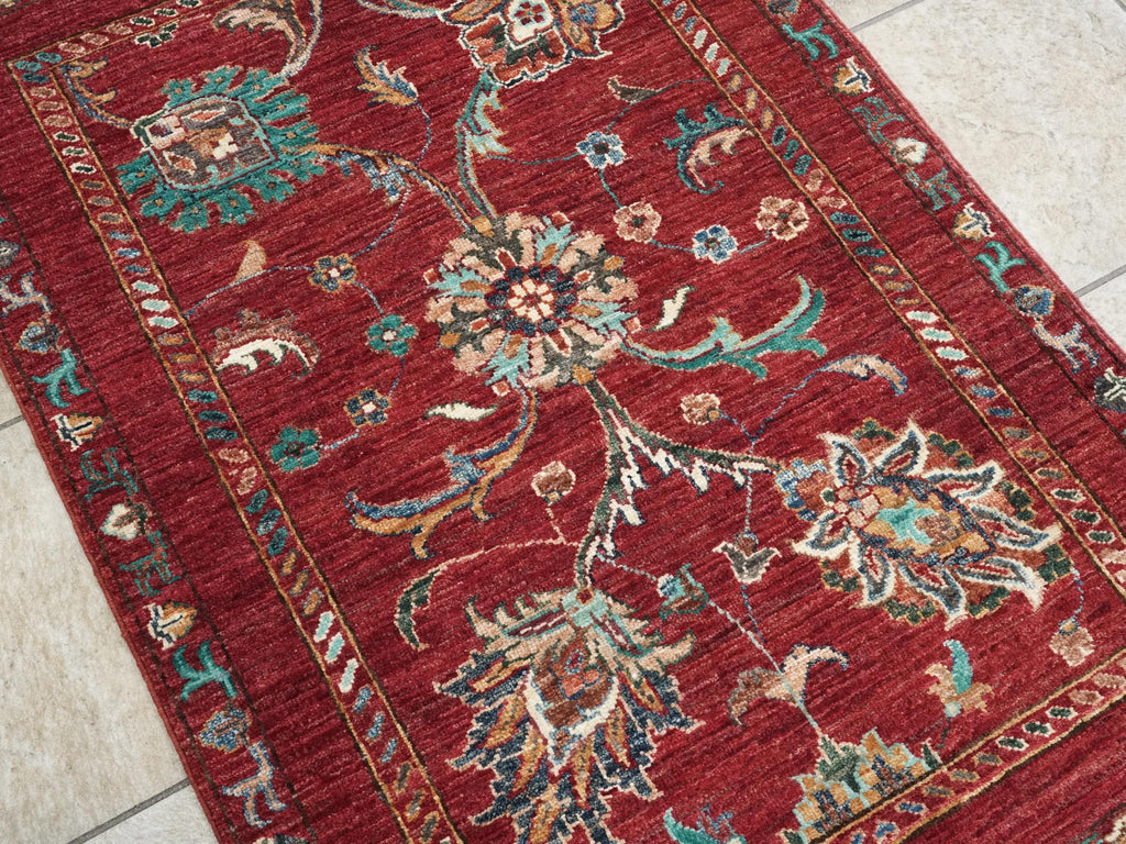 3x4 Ft Hand Knotted Red Serapi Rug - Ghazni Wool Oriental Rug
