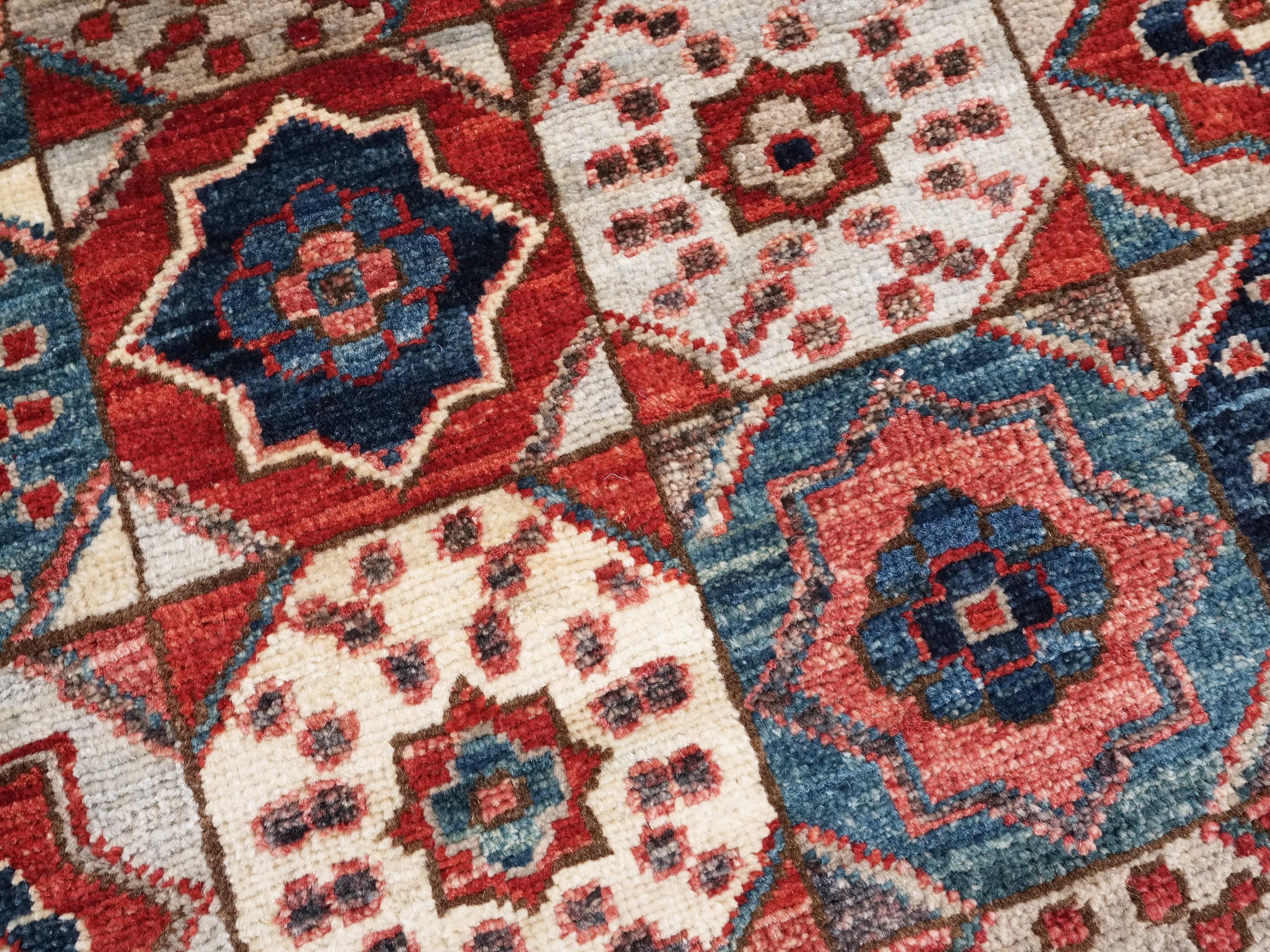 2x5 Ft Blue Mamluk Rug - Hand Knotted Ghazni Wool Runner