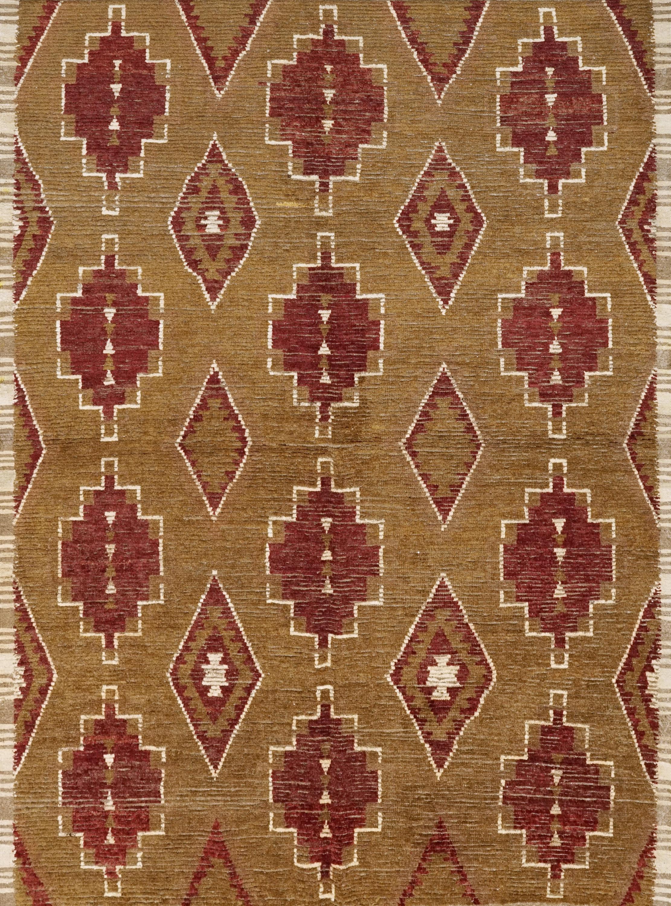 6x9 Ft Brown & Red Moroccan Rug - Handmade Afghan Rug - Tribal Design
