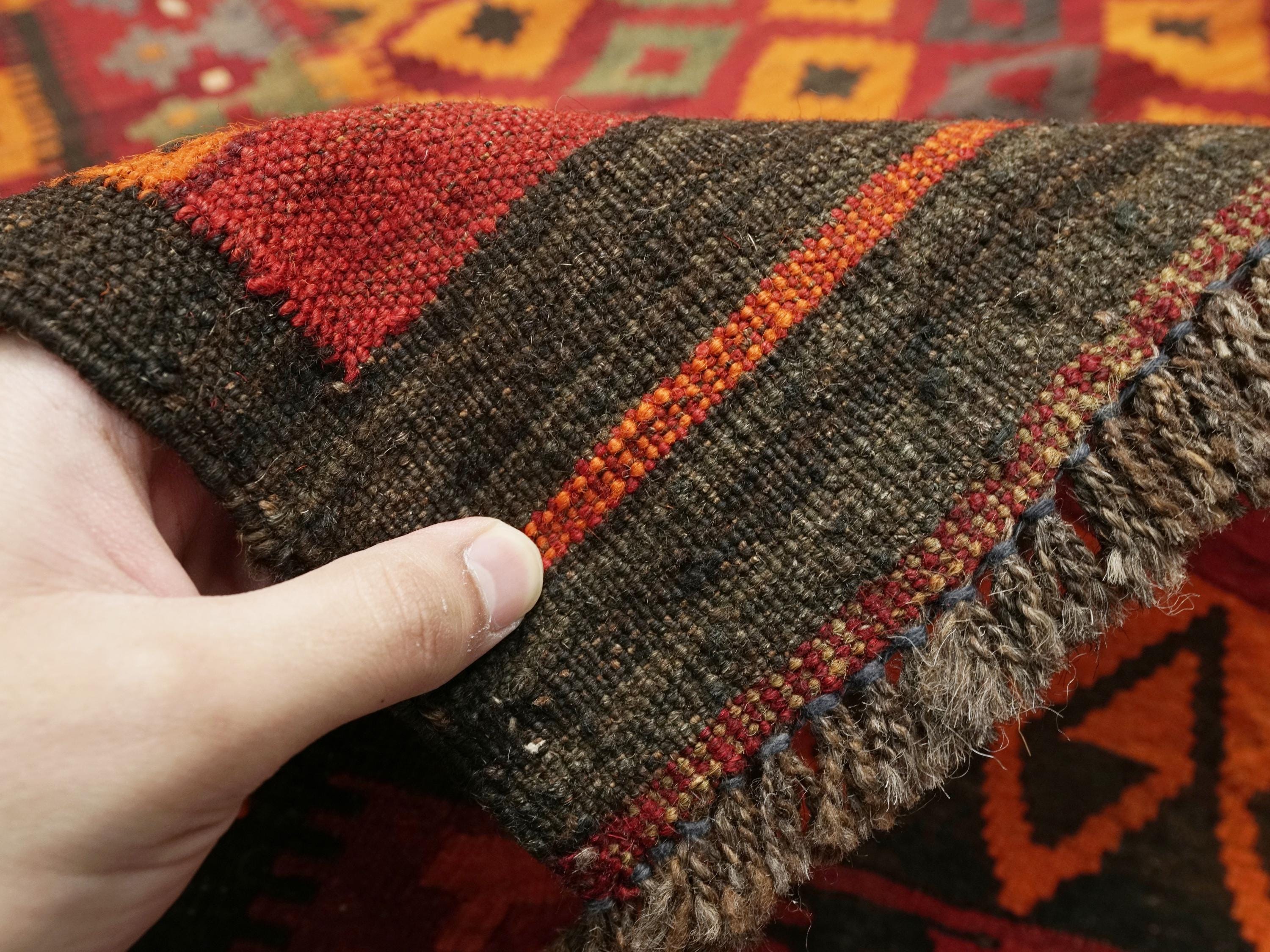 9x14 Ft Red Maimana Kilim Rug - Vintage Afghan Tribal Rug