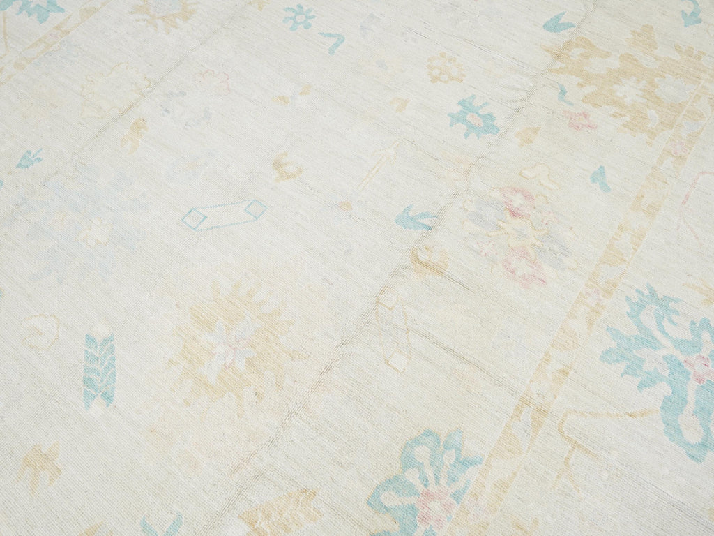 10x14 Ft Colorful Pastel Ushak Rug - Hand Knotted Afghan Rug - Turkish Design