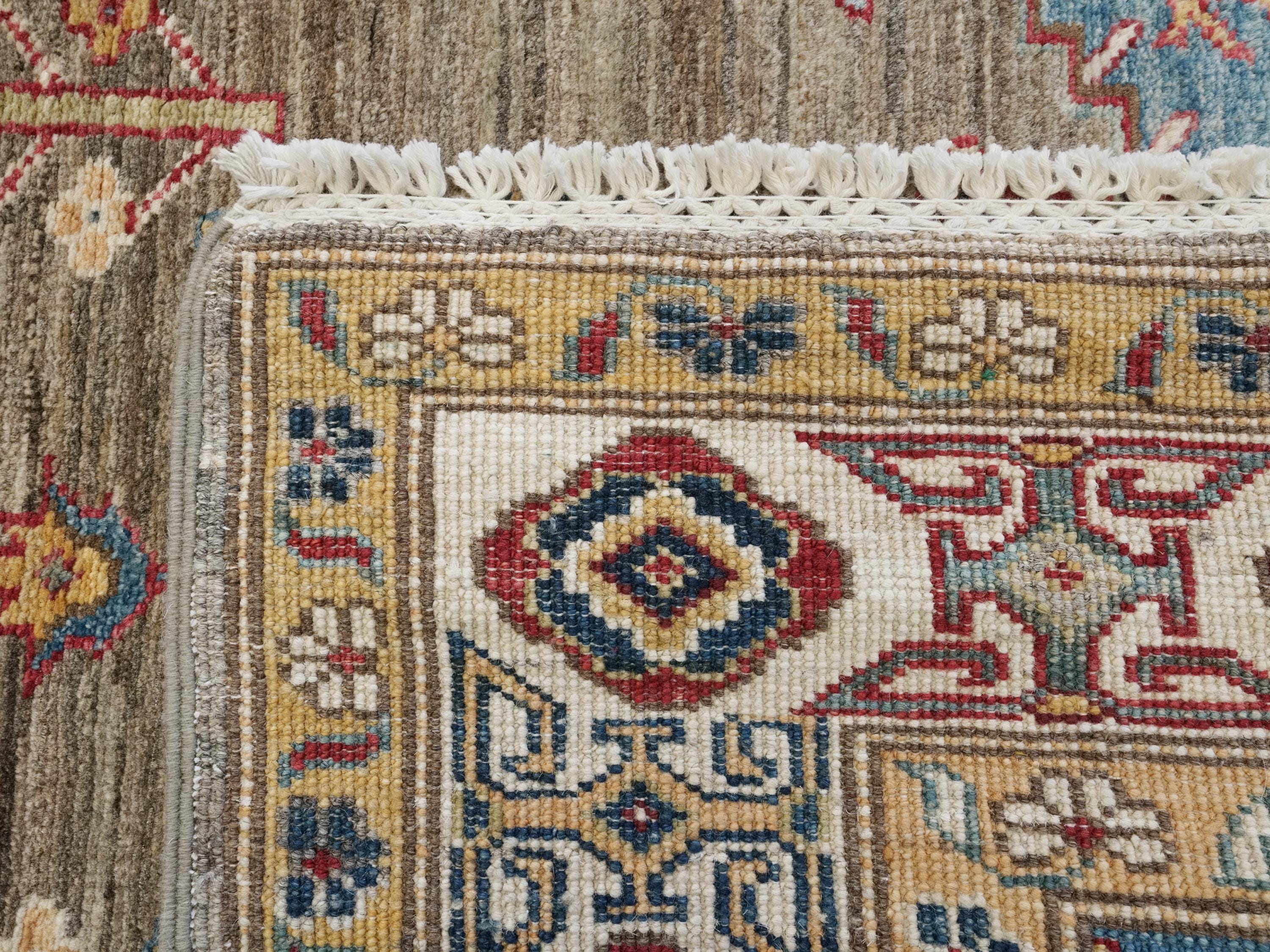 13 Ft Beige Kazak Runner Rug - Hand Knotted Wool Rug